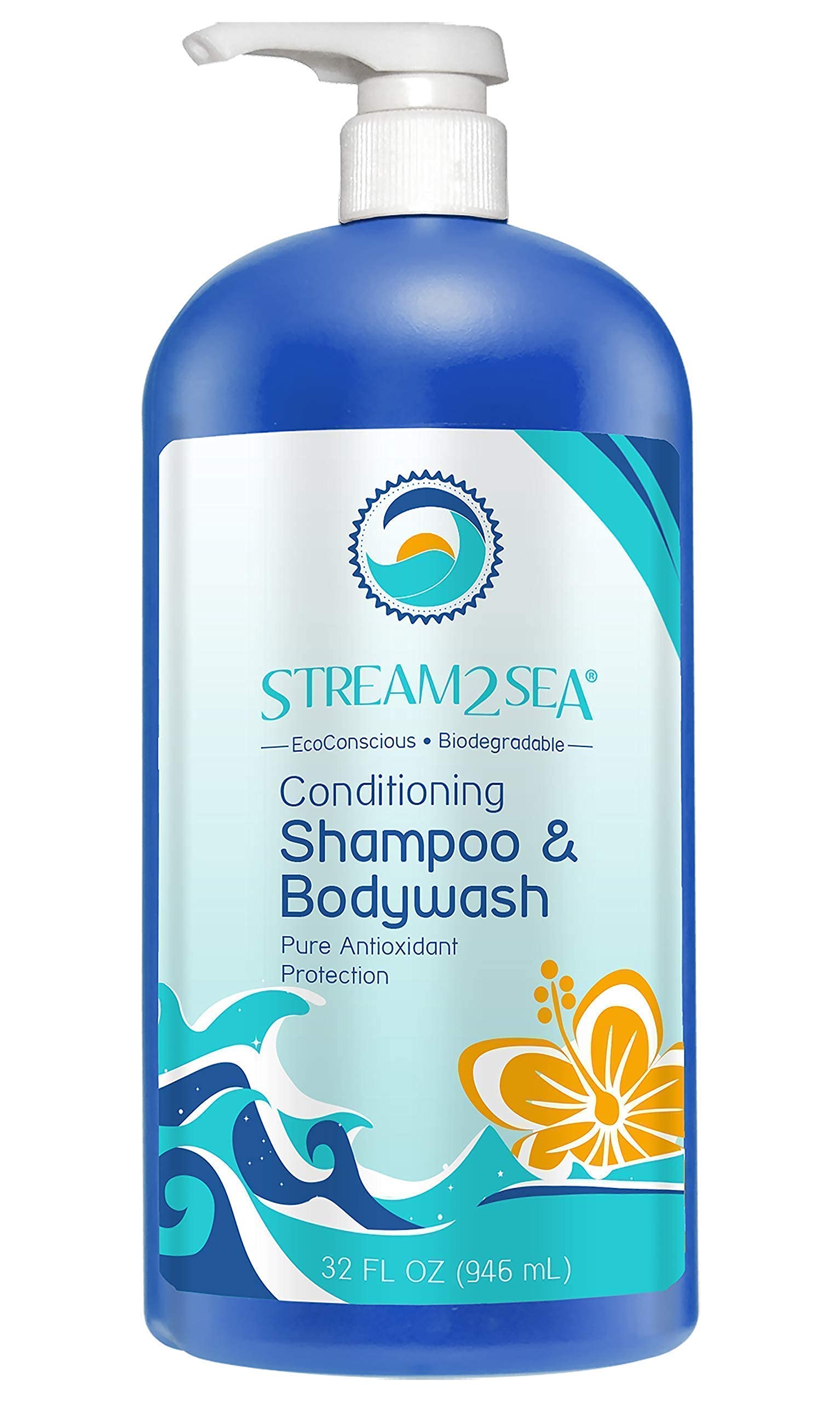 STREAM 2 SEA Leave-in Conditioning Shampoo & Body Wash - Natural UV Protection, Sulfate-Free Hair & Skin Cleanser for Detangling & Moisturizing - Perfect for Beach, Pool & Outdoor Activities