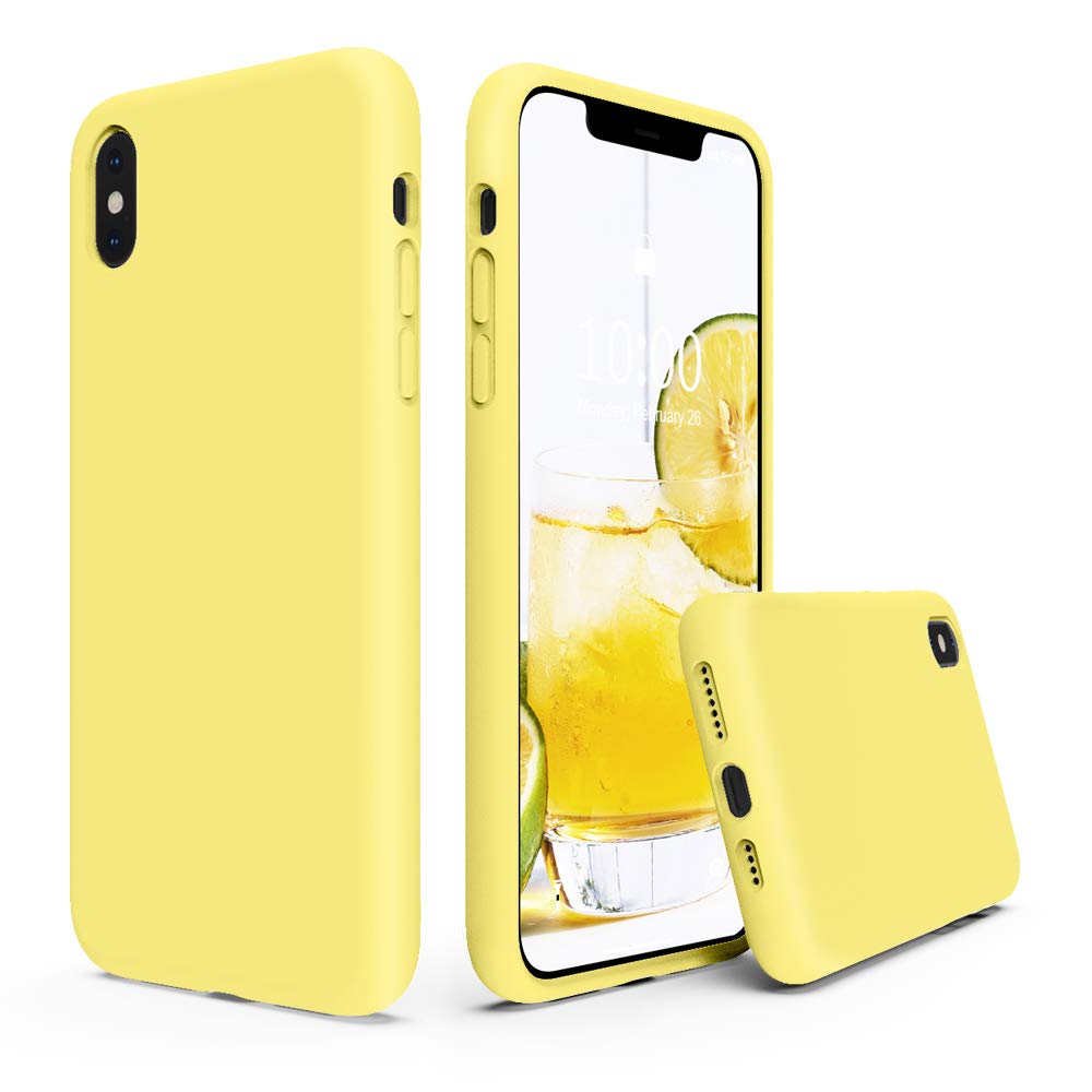 SURPHY Soft Liquid Silicone Shockproof Phone Case for iPhone Xs Max (6.5 inch) - Yellow with Microfiber Lining | Durable Protective Cover for iPhone Xs Max (2018 Model) | Perfect for Everyday Use, Travel & Outdoor Activities