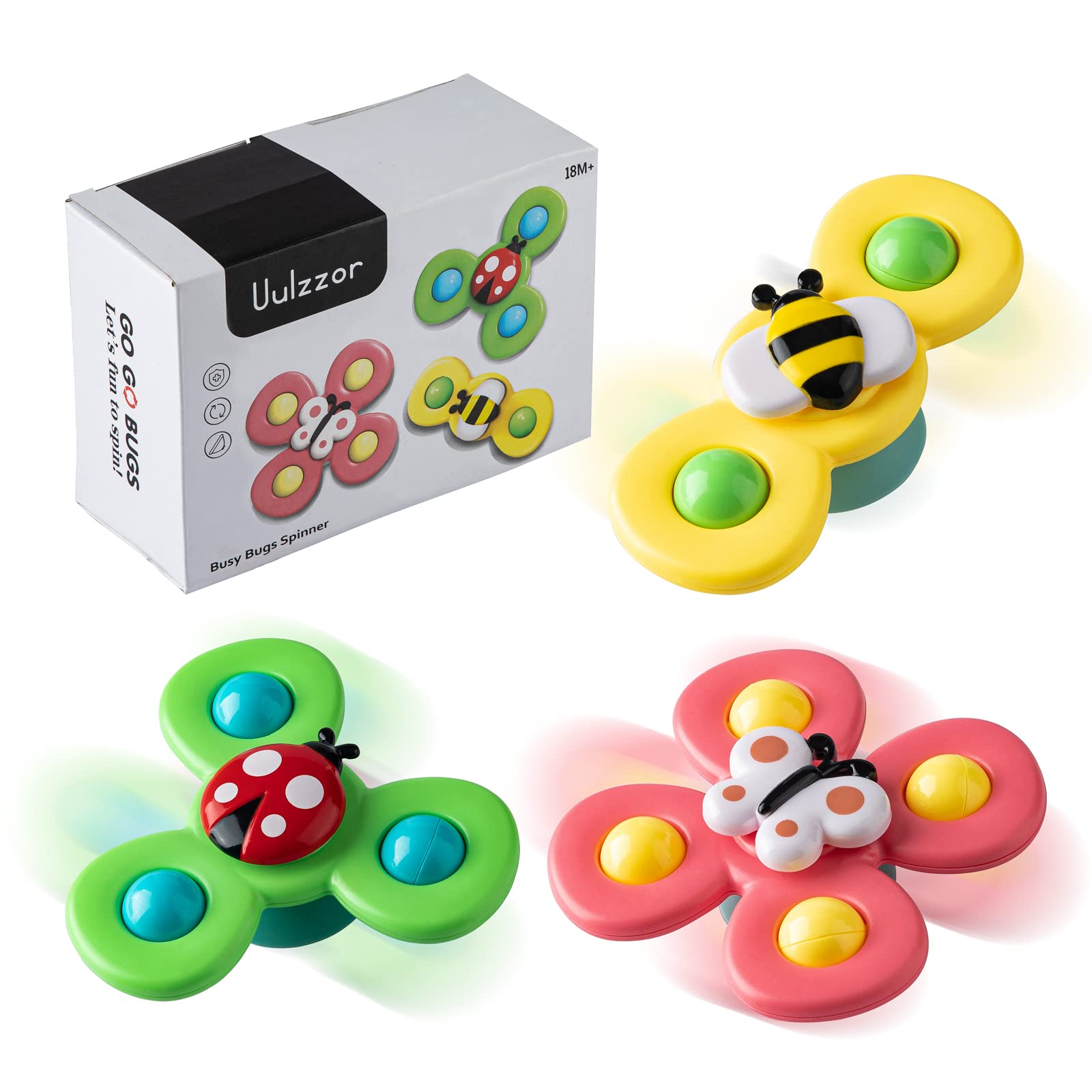 **Suction Cup Spinner Toys for Toddlers 18 Months+ - 3 Pack Baby Rattles, Sensory & Bath Toys for Boys & Girls - Perfect for Bathtime, Playtime & Early Learning Development**