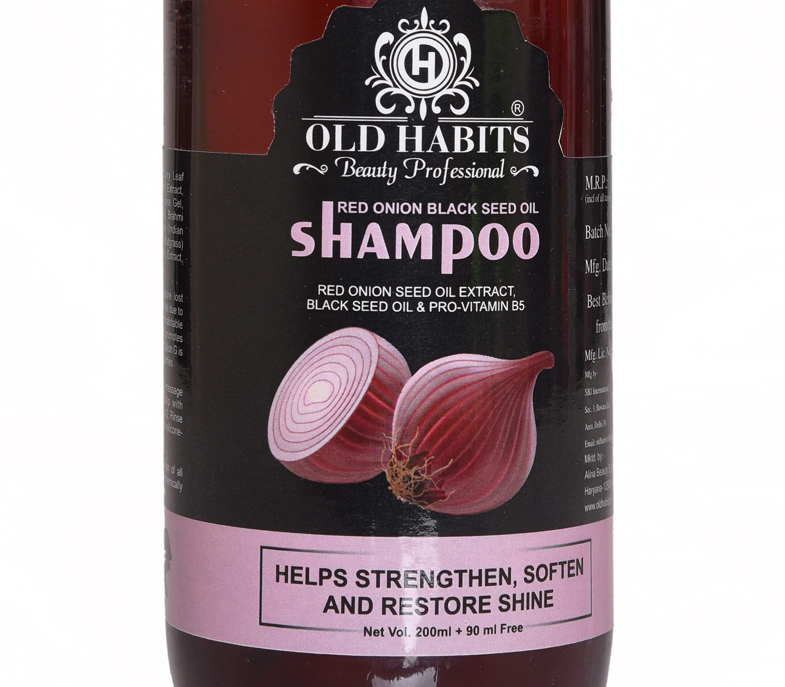 Old Habits Red Onion Black Seed Shampoo for Women & Men – Anti-Dandruff, Promotes Hair Growth, Reduces Hair Fall – 290ml | Natural Hair Care for Daily Use & Scalp Health