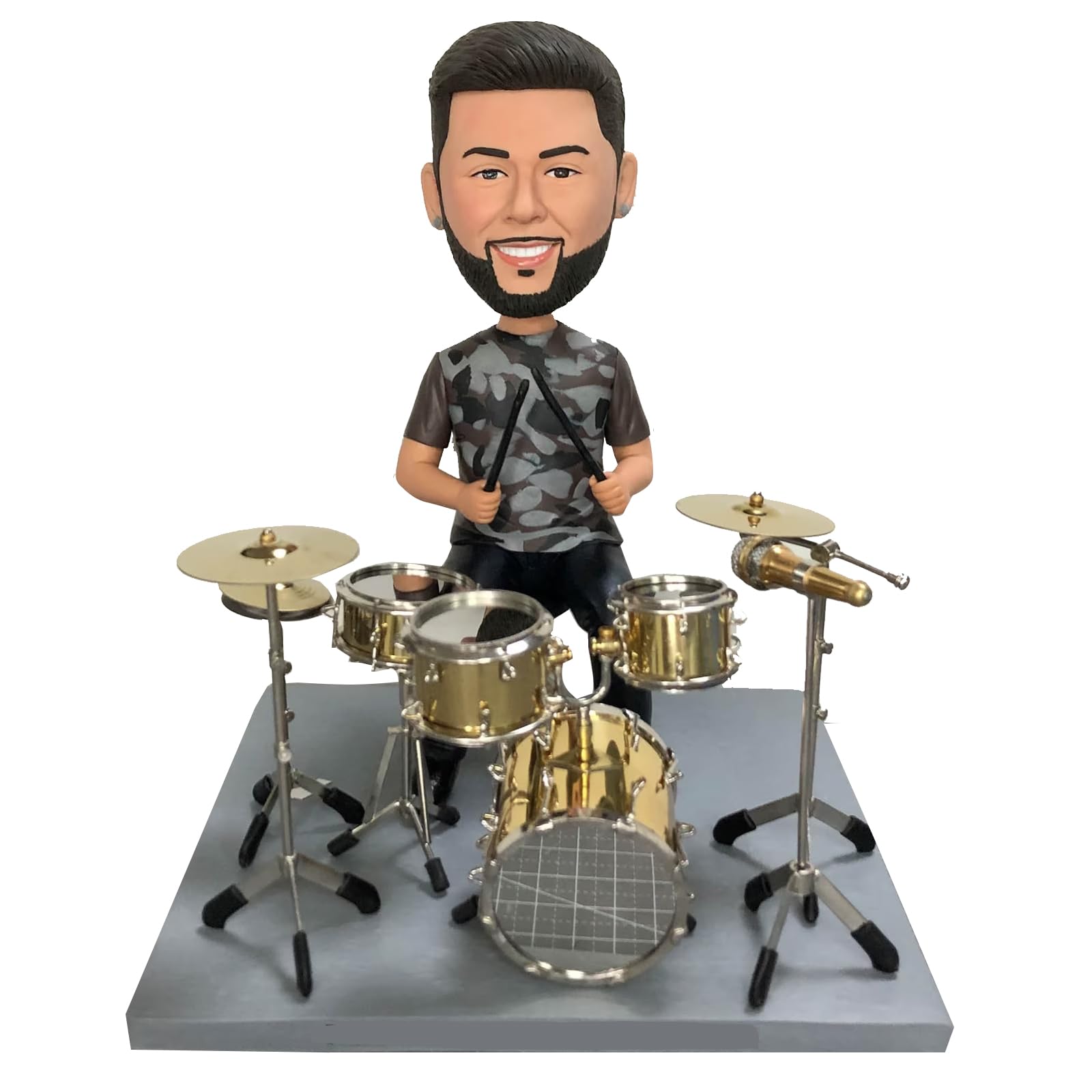 Custom Bobblehead Dolls Drummers - Personalized Drumming Bobblehead Figurines - Unique Gift for Drummers, Birthday & Music Lovers | Perfect for Band Memorabilia, Office Decor & Music Enthusiast Collections