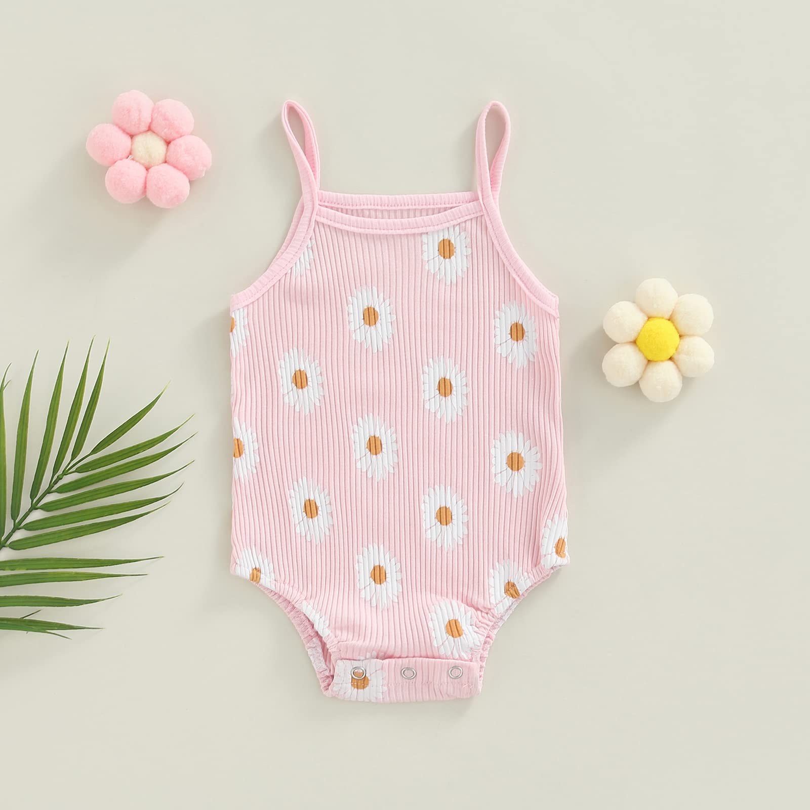 Adorable Floral Baby Girl Onesie - Soft Ribbed Cotton Romper for Newborns & Infants | Perfect for Summer Outfits, Photo Shoots & Playtime