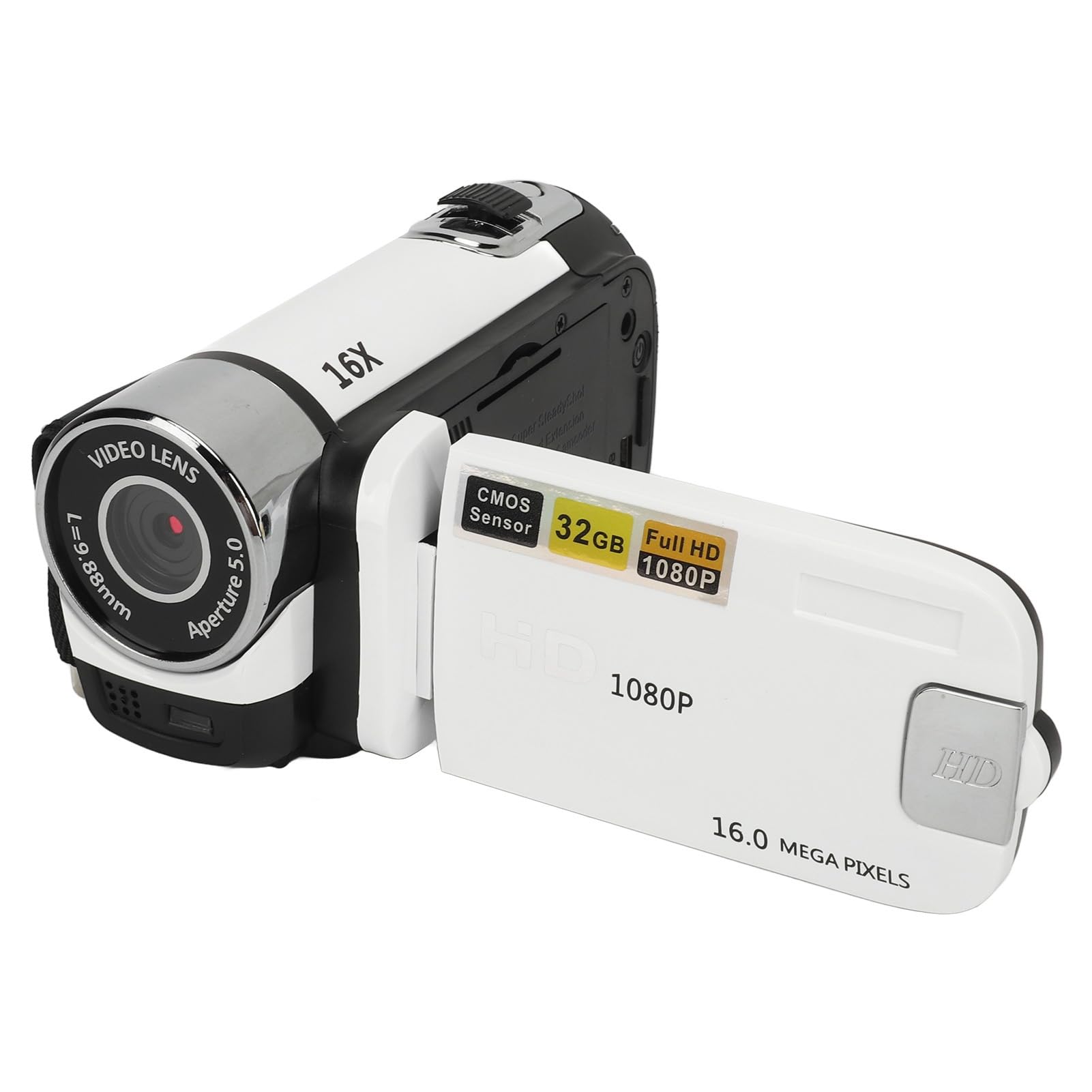 16MP Digital Camera with Rotating LCD Screen & Fill Light - HD Video Recorder for Baby Growth, Vlogging, Travel Photography (White) - Perfect for Capturing Precious Moments, Family Events and Content Creation