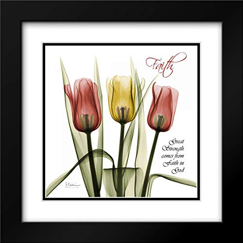Albert Koetsier 28x28 Black Modern Frame with Double Matted Museum Art Print - Faith Tulips Wall Decor for Living Room, Bedroom & Office