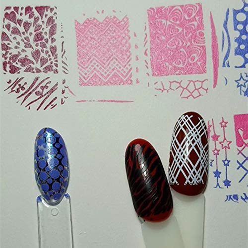 2Pcs Zebra Print Nail Stamping Plates - Geometric Letter & Word Designs - Large 14.5x9.5cm Nail Art Templates (D04/D08) - Perfect for Salon Professionals & DIY Nail Enthusiasts