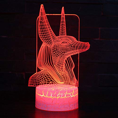 3D Egyptian Pharaoh Night Light LED Lamp - 7 Color Changing Touch Control Desk Decor for Kids, Bedroom, Living Room | Perfect Gift for Christmas, Birthday, Home Decor & Optical Illusion Lovers