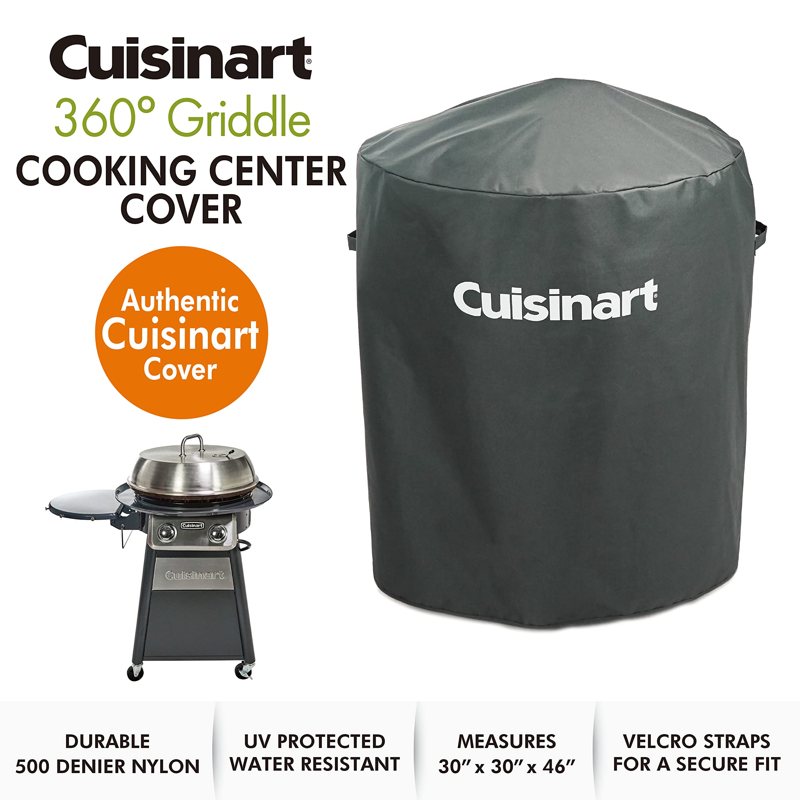 Cuisinart CGG-888 22-Inch Outdoor Flat Top Gas Grill with Stainless Steel Lid - 360° Griddle Cooking Center & CGWM-003 Protective Cover for Backyard BBQs, Tailgating, and Outdoor Cooking