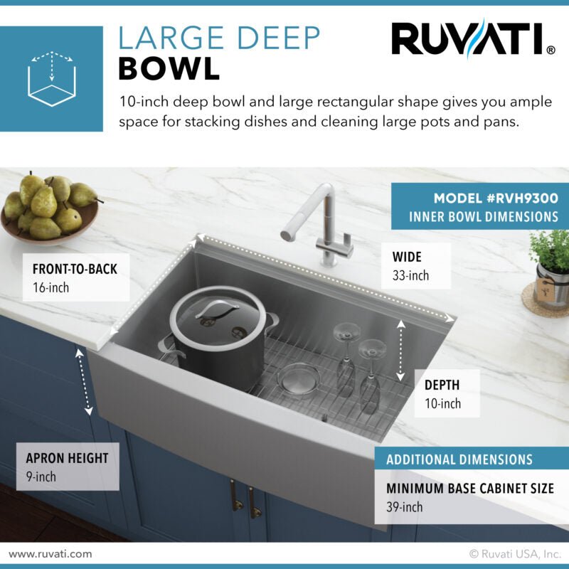 36 Inch Apron Front Farmhouse Kitchen Sink - 16 Gauge Stainless Steel Single Bowl Workstation - Perfect for Modern Farmhouse, Rustic & Country Style Kitchens