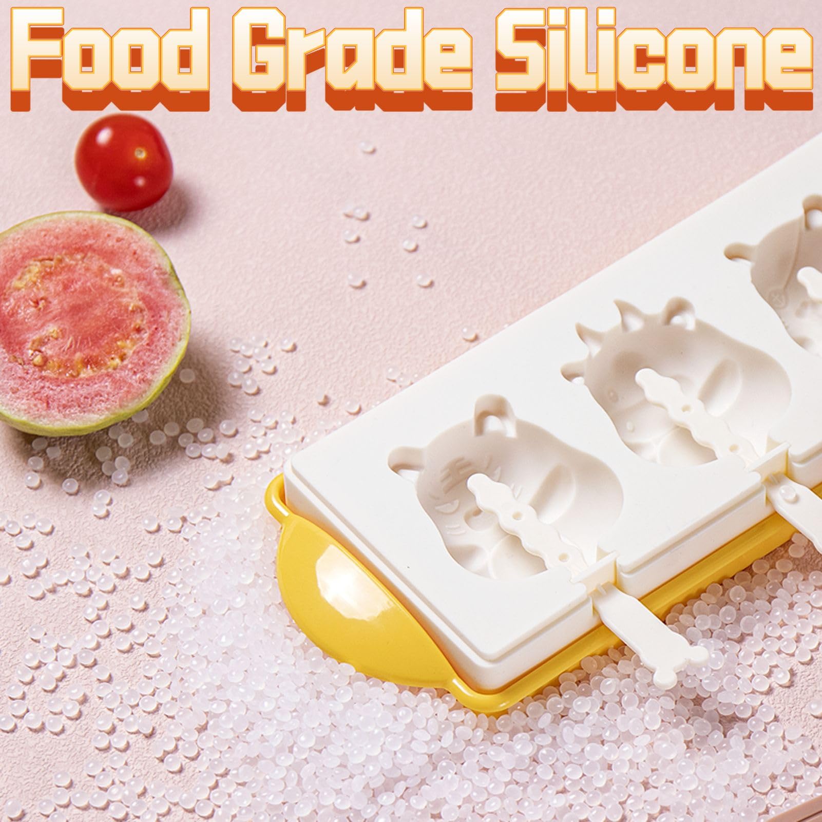 Best Silicone Popsicle Molds - 3 Cavity Animal & Fruit Ice Cream Makers for DIY Homemade Treats - Perfect for Summer Snacks, Kids Parties & Healthy Frozen Desserts (Rabbit Design)