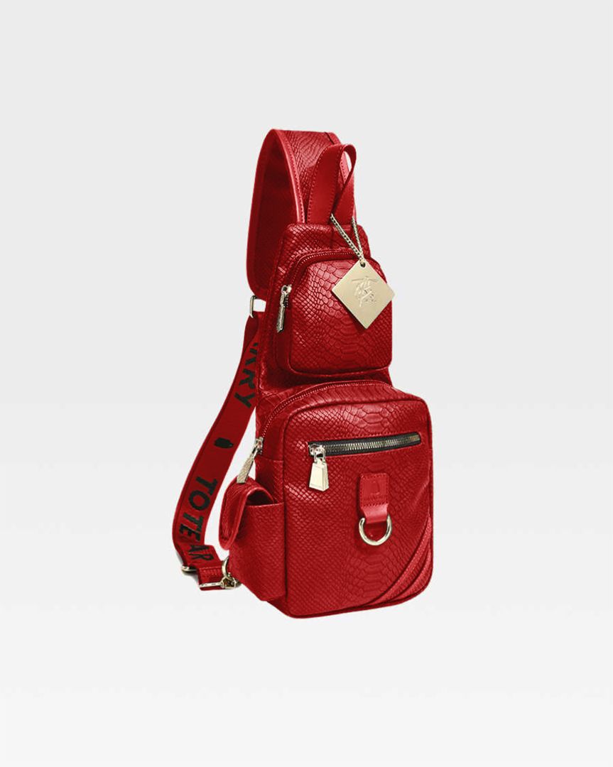 Apollo 1 Red Tear Drop Crossbody Bag for Women - Stylish Leather Shoulder Purse for Travel, Shopping & Everyday Use