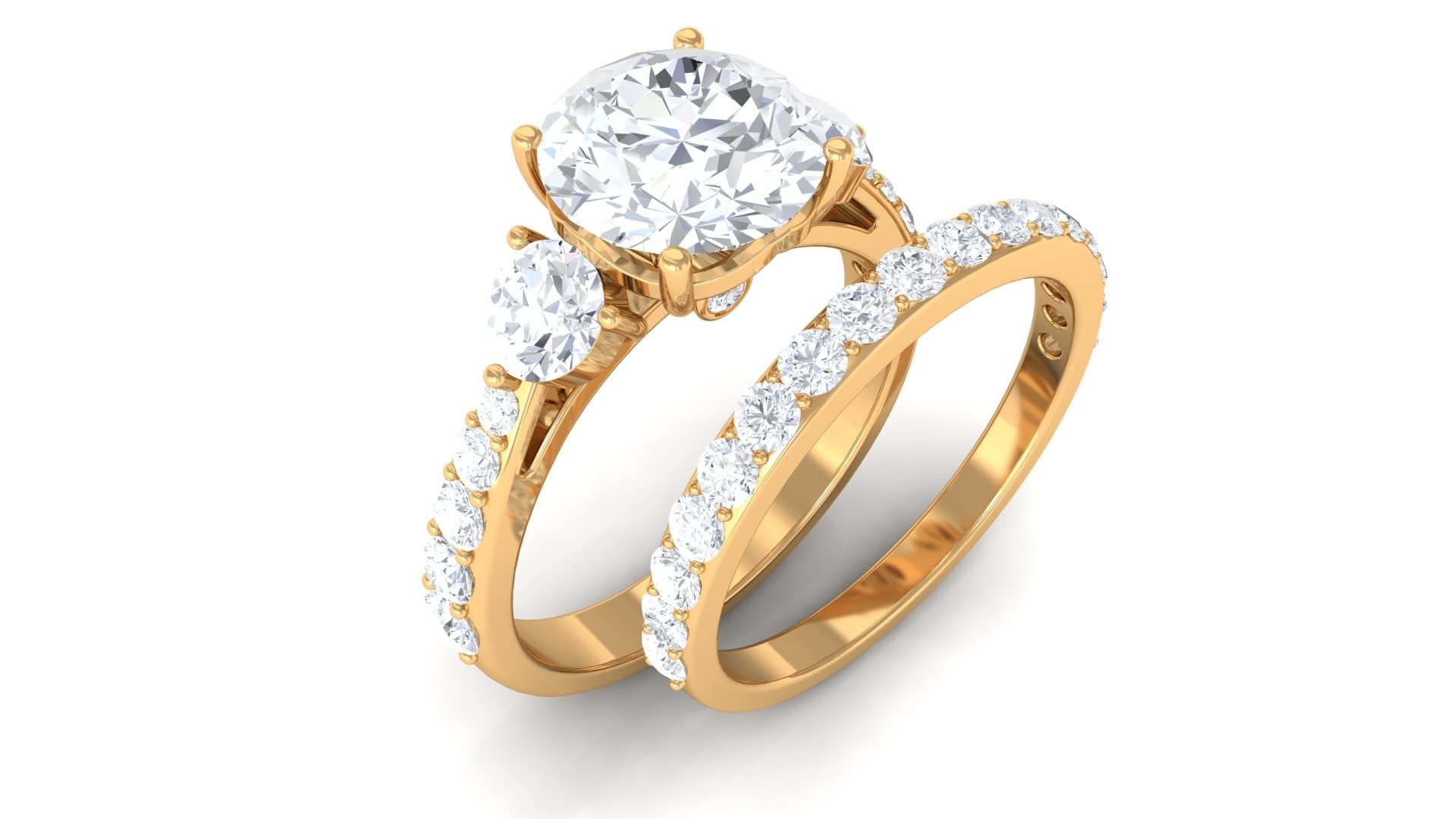 4.50 CT Moissanite Wedding Ring Set for Women - 14K Solid Gold Engagement & Bridal Ring Set - Elegant Moissanite Jewelry for Proposals, Anniversaries & Special Occasions