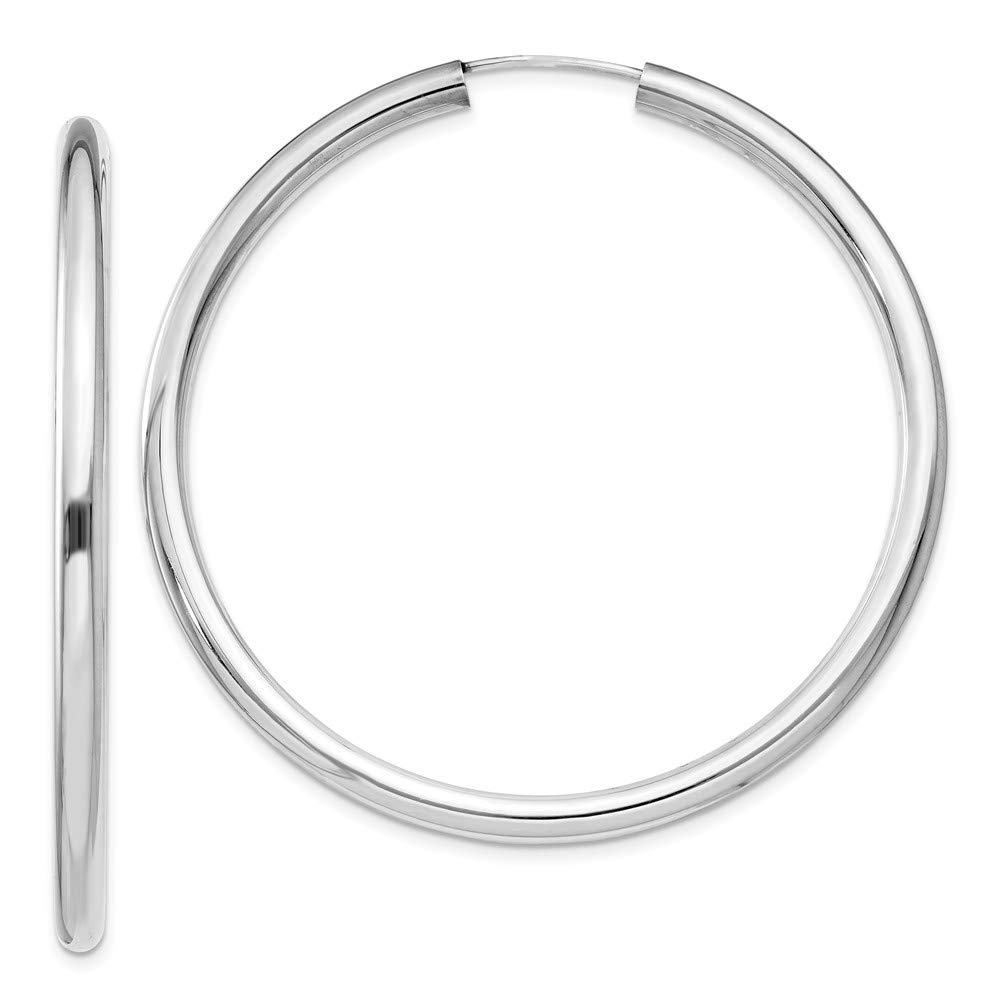 Sterling Silver Rhodium-Plated Polished Endless Tube Hoop Earrings QE11530 | Hypoallergenic Dangle Earrings for Women | Perfect for Parties, Weddings & Everyday Wear