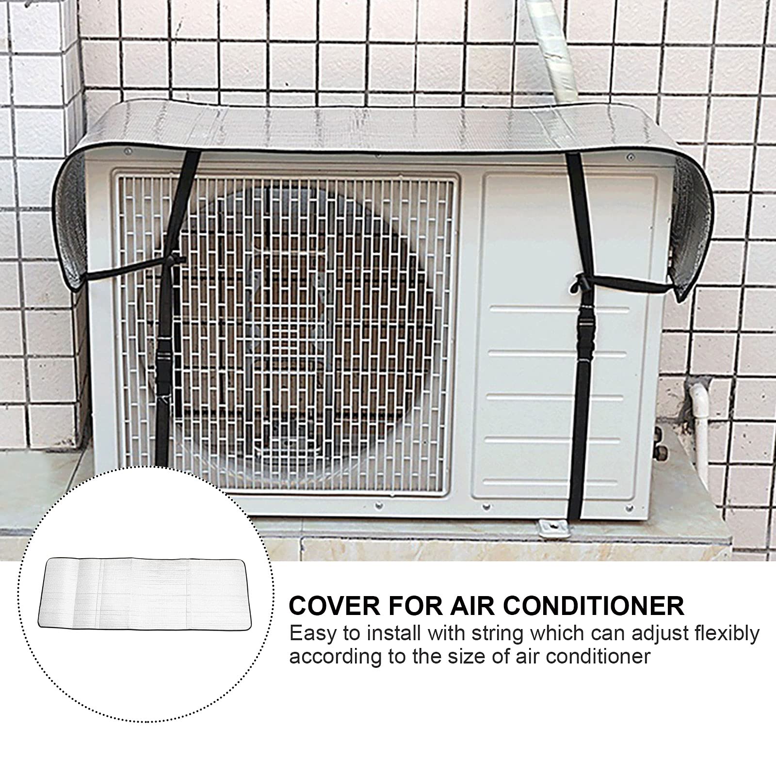 Outdoor Air Conditioner Cover - 145x45cm Silver Sun Shade Protection for AC Unit | Weatherproof & UV Resistant | Perfect for Home, Apartment, and Office Use