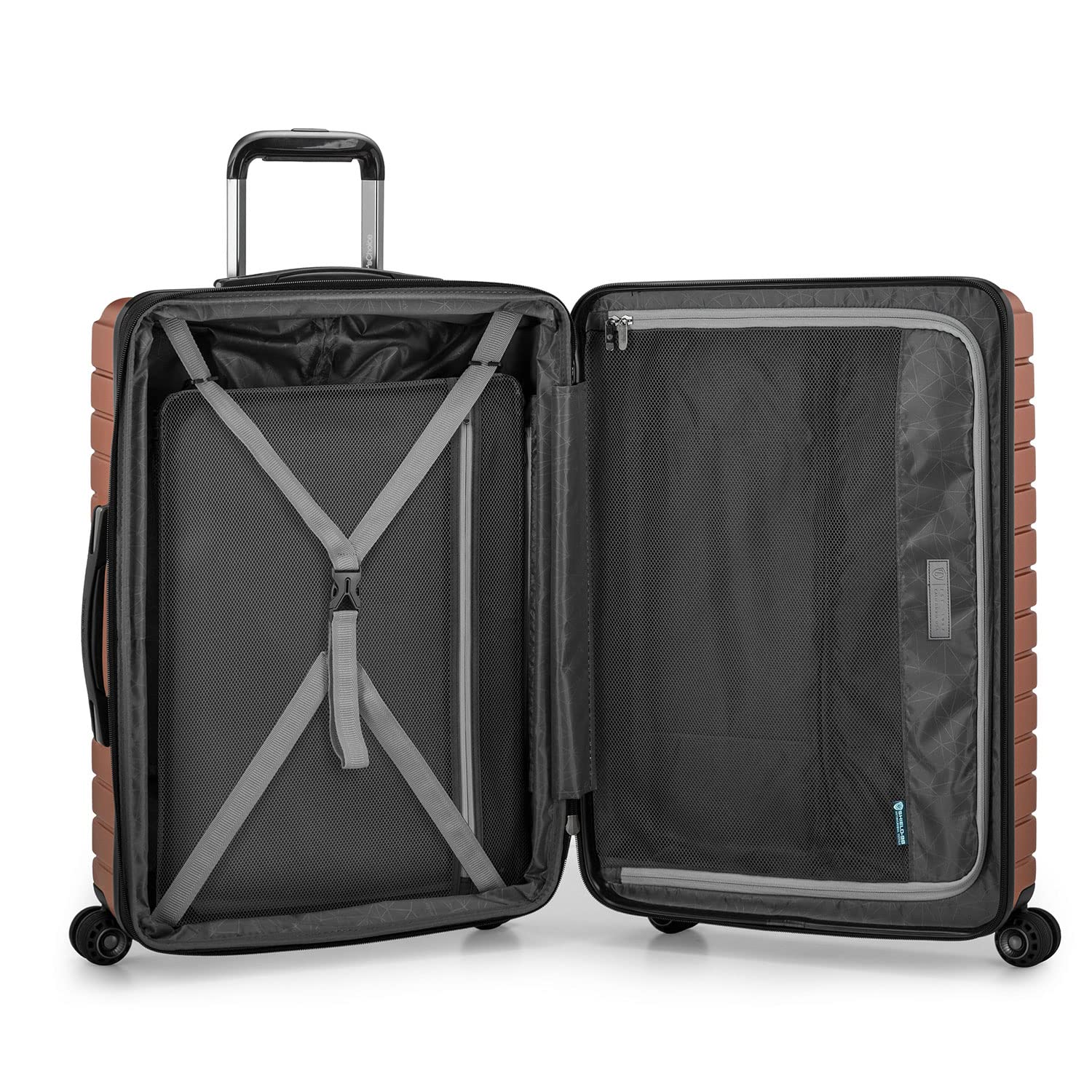 Traveler's Choice Archer Polycarbonate Hardside Spinner Luggage Set with Tie Down Straps - 29-Inch Checked Orange Suitcase for Air Travel & Vacation Packing