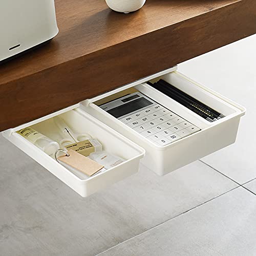 VALINK Under Desk Storage Organizer - Self-Adhesive Drawer, Workspace & Stationery Organizer, Multifunctional Desktop Storage Box for Office, Home, Makeup & Craft Supplies (Perfect for Small Space Organization)