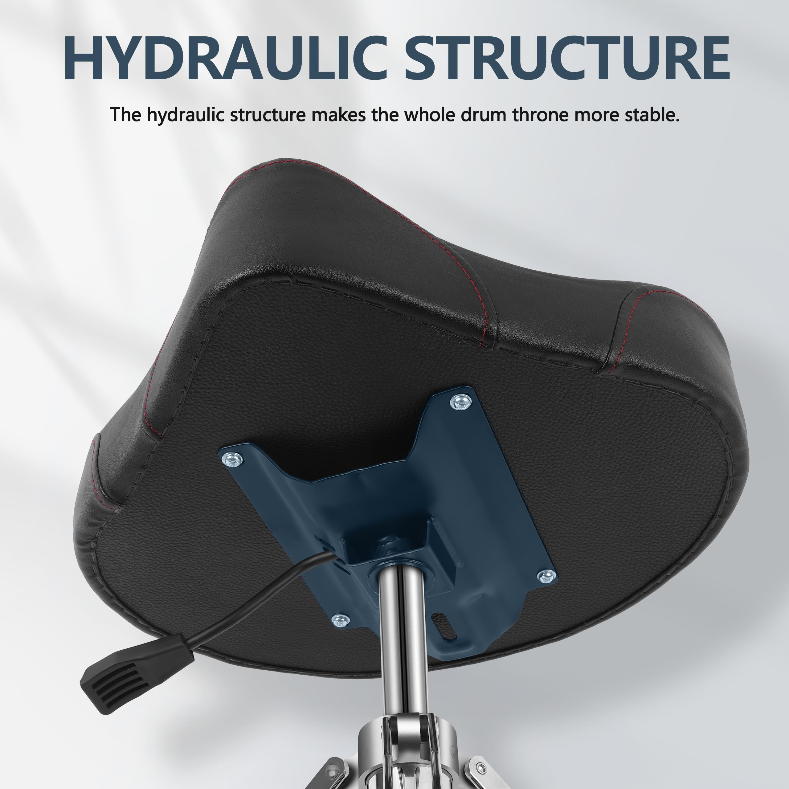 Ramzi Drum Throne - Heavy Duty Adjustable Drum Stool with Airlift Technology, Double Braced Anti-Slip Feet & Motorcycle Style Saddle Seat | Perfect for Drummers, Percussionists & Live Performances