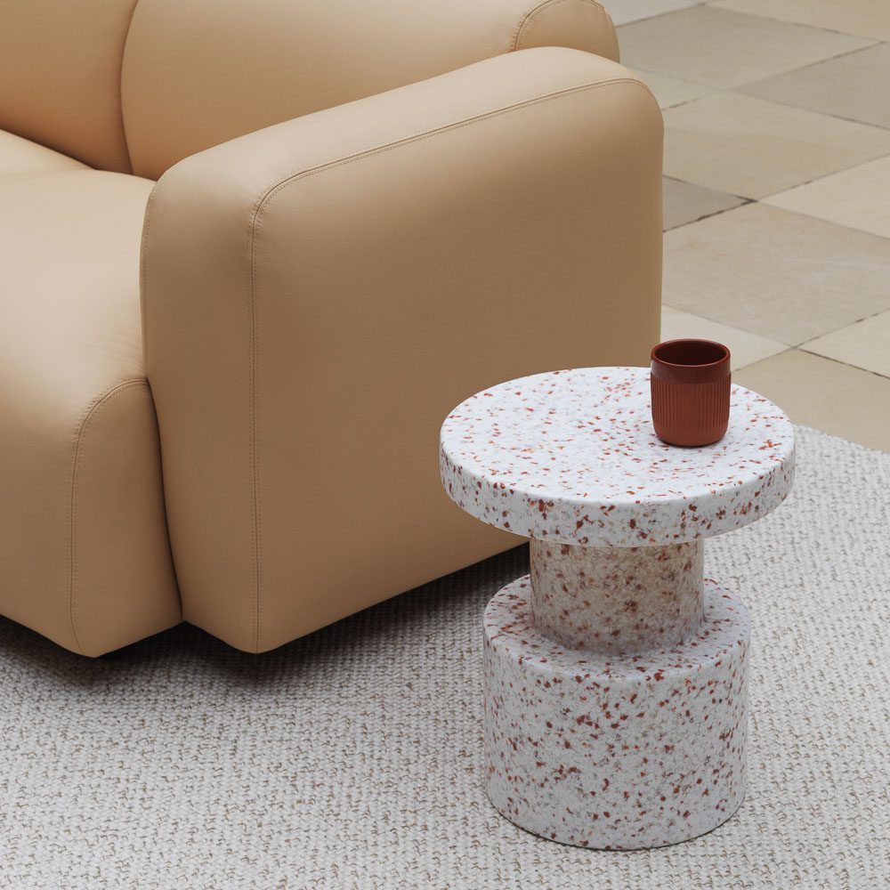 NORMANN COPENHAGEN Bit Stool and Side Table in White - Modern Multipurpose Furniture for Living Room, Bedroom or Office
