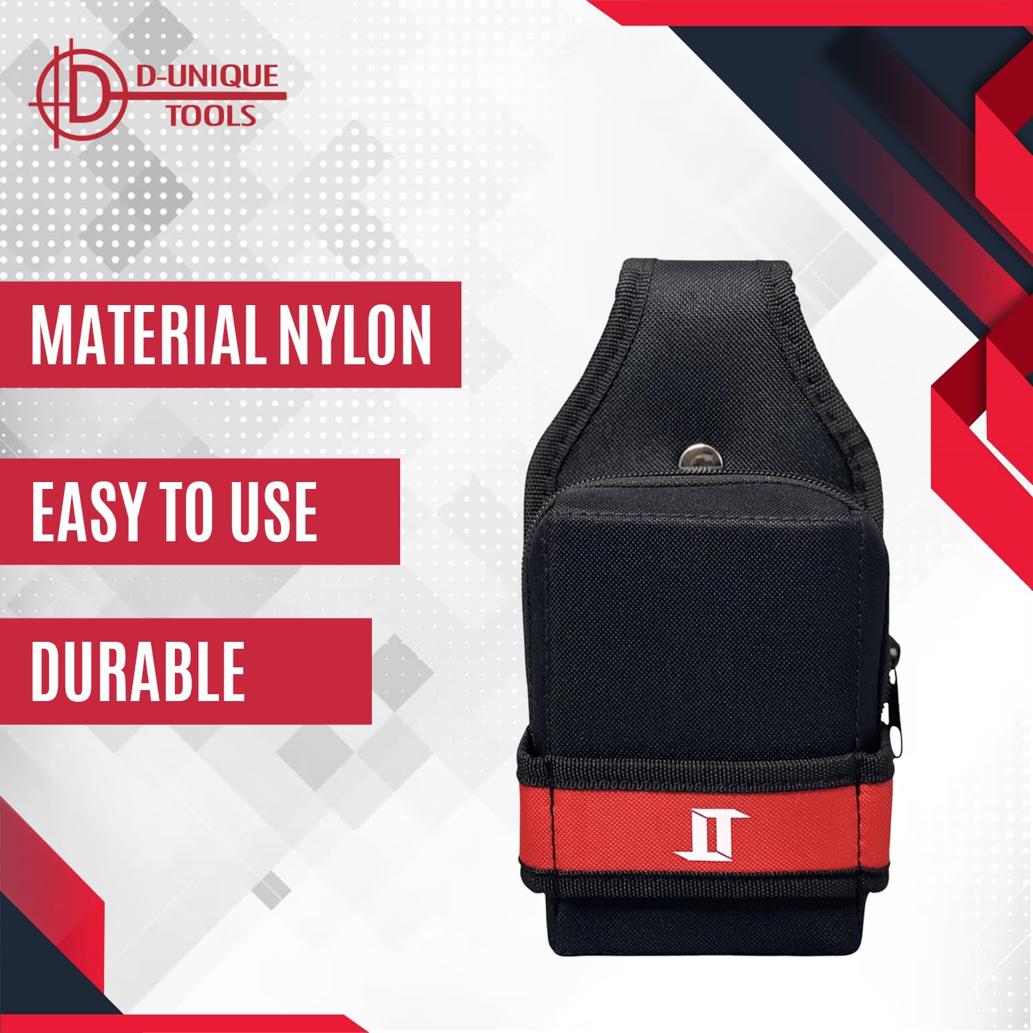 D-Unique Tools Universal Square Tool Belt Pouch - Sleek, Durable & Compact Tool Holder Belt for Easy Handling - Perfect for Construction, Carpentry, DIY Projects & Outdoor Work - Men's Utility Belt with Belt Loop & Small Tool Bag Organizer