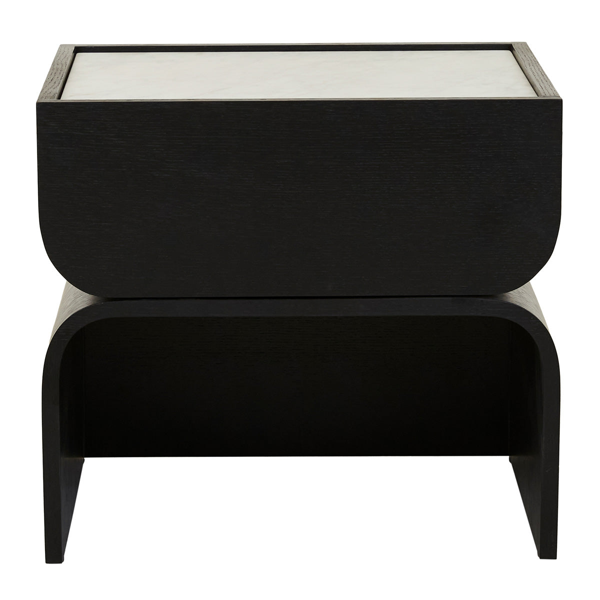 Artie Arc Marble Bedside Table - Modern Nightstand with Marble Top & Wooden Legs for Bedroom, Living Room, or Office - Perfect for Storing Books, Lamps & Bedroom Essentials