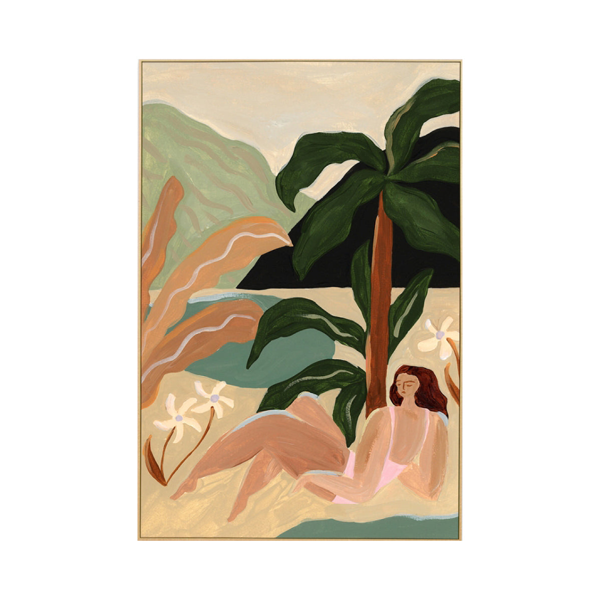 Green Island Landscape Art Print - 2 Piece Set, Tropical Wall Decor for Living Room, Bedroom & Office