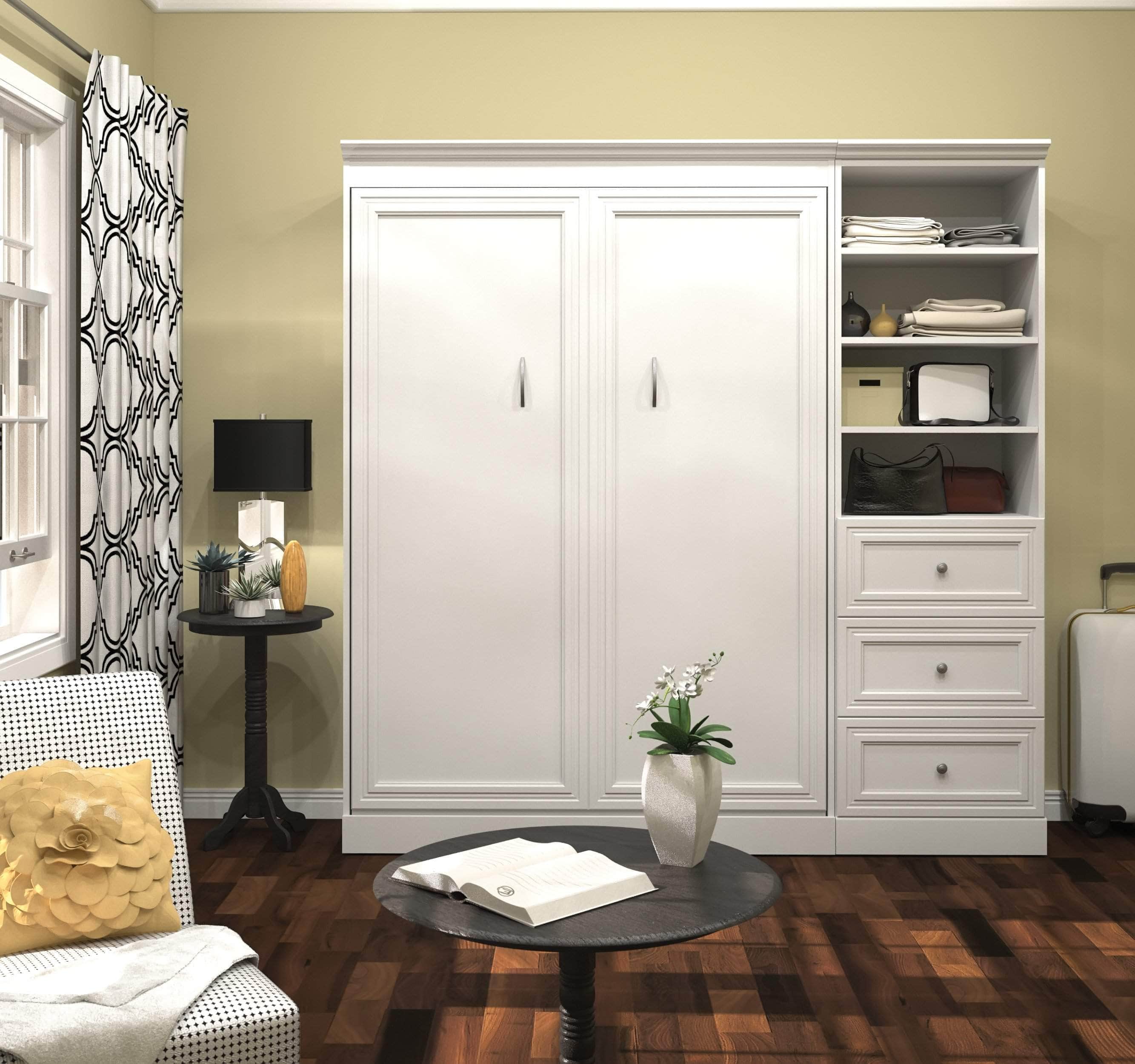 Space-Saving Full Murphy Wall Bed with Built-In Storage Drawers (84