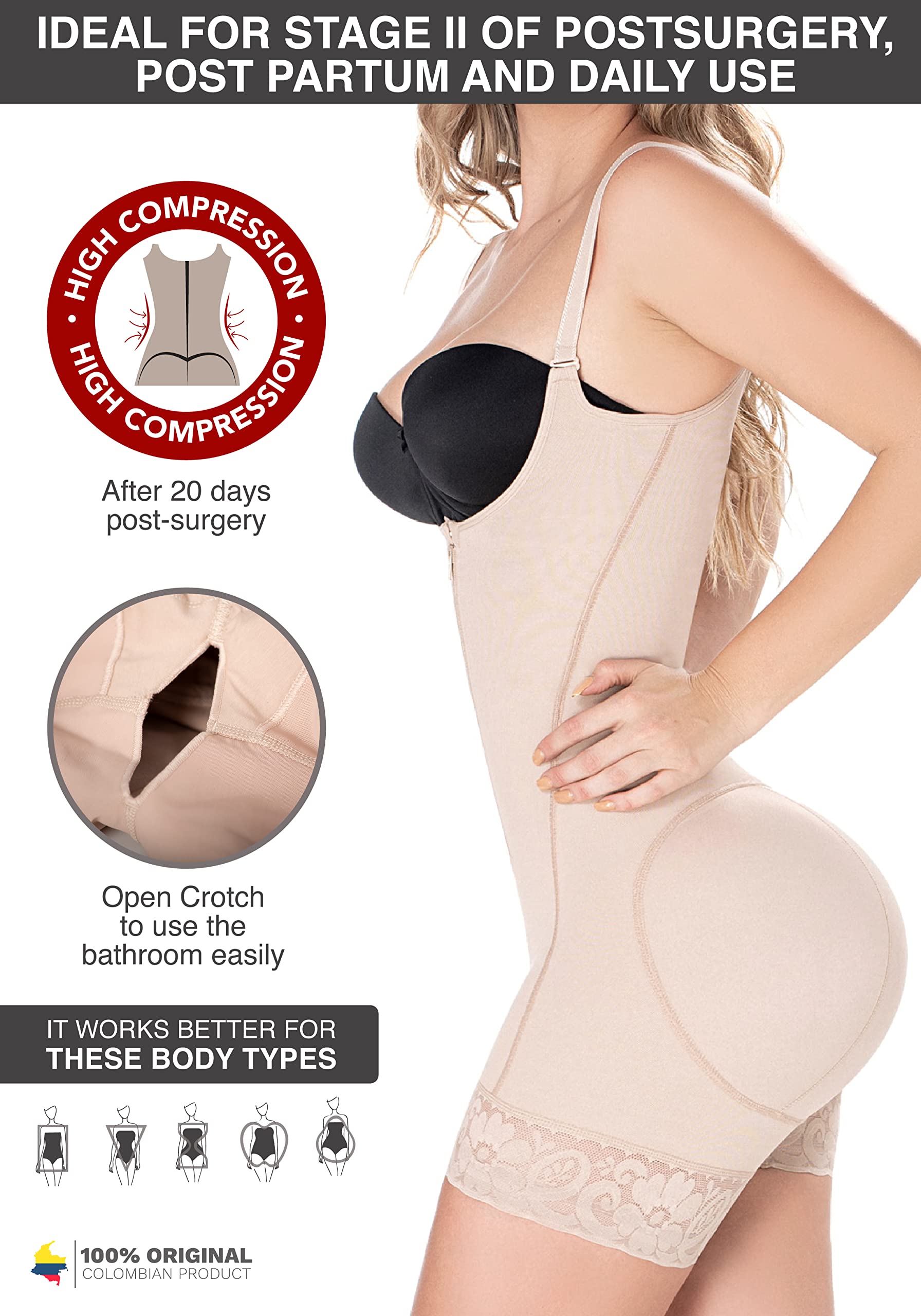 DIANE & GEORDI 2396 Postpartum Shapewear - Colombian Fajas for Women, Tummy Control Body Shaper Girdle - Perfect for Post-Pregnancy Recovery & Everyday Slimming