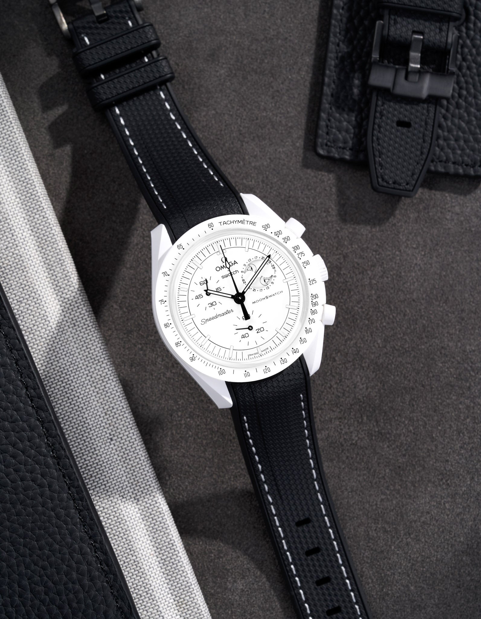 Original Omega X Swatch MoonSwatch Mission to Moonphase Rubber Watch Strap - Durable & Comfortable Replacement Band for Everyday Wear & Sports Activities