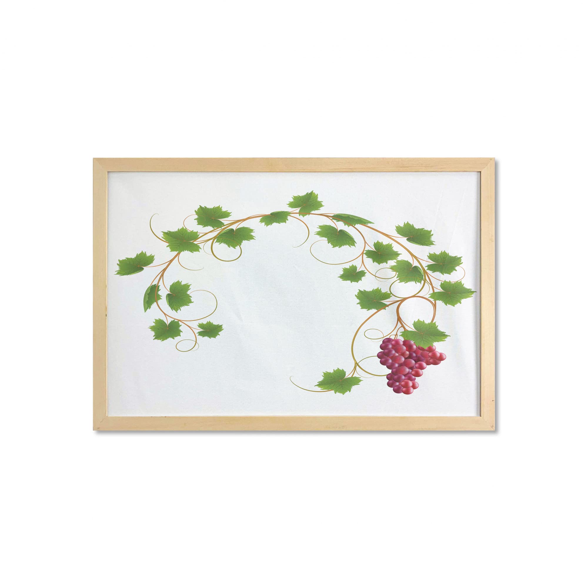 Ambesonne Vineyard Wall Art with Frame - Curved Ivy Branch Cabernet Wine Theme Printed Fabric Poster, 35