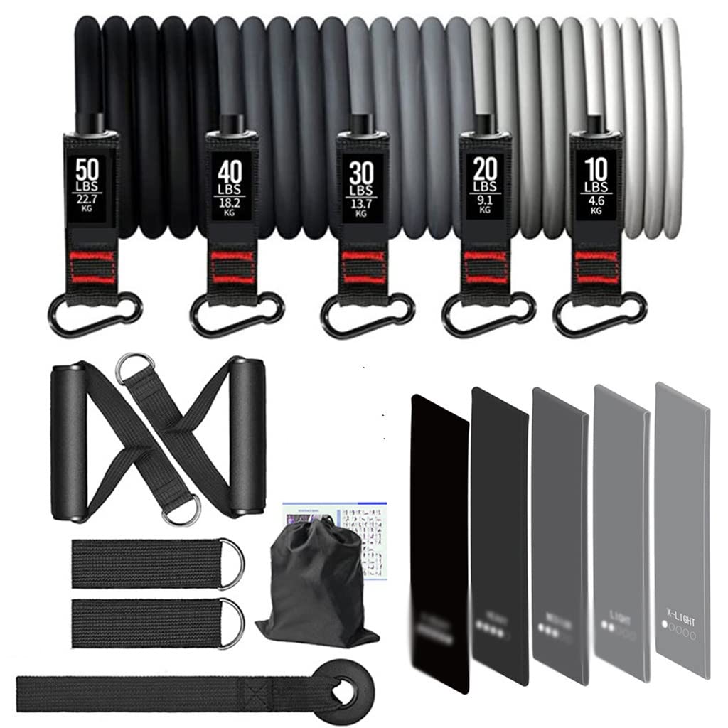 Premium Resistance Bands Set - 5-Piece Latex Exercise Bands for Home Gym, Yoga, Pilates & Strength Training (10-50 lbs) - Perfect for Full-Body Workouts, Physical Therapy & Fitness Enthusiasts
