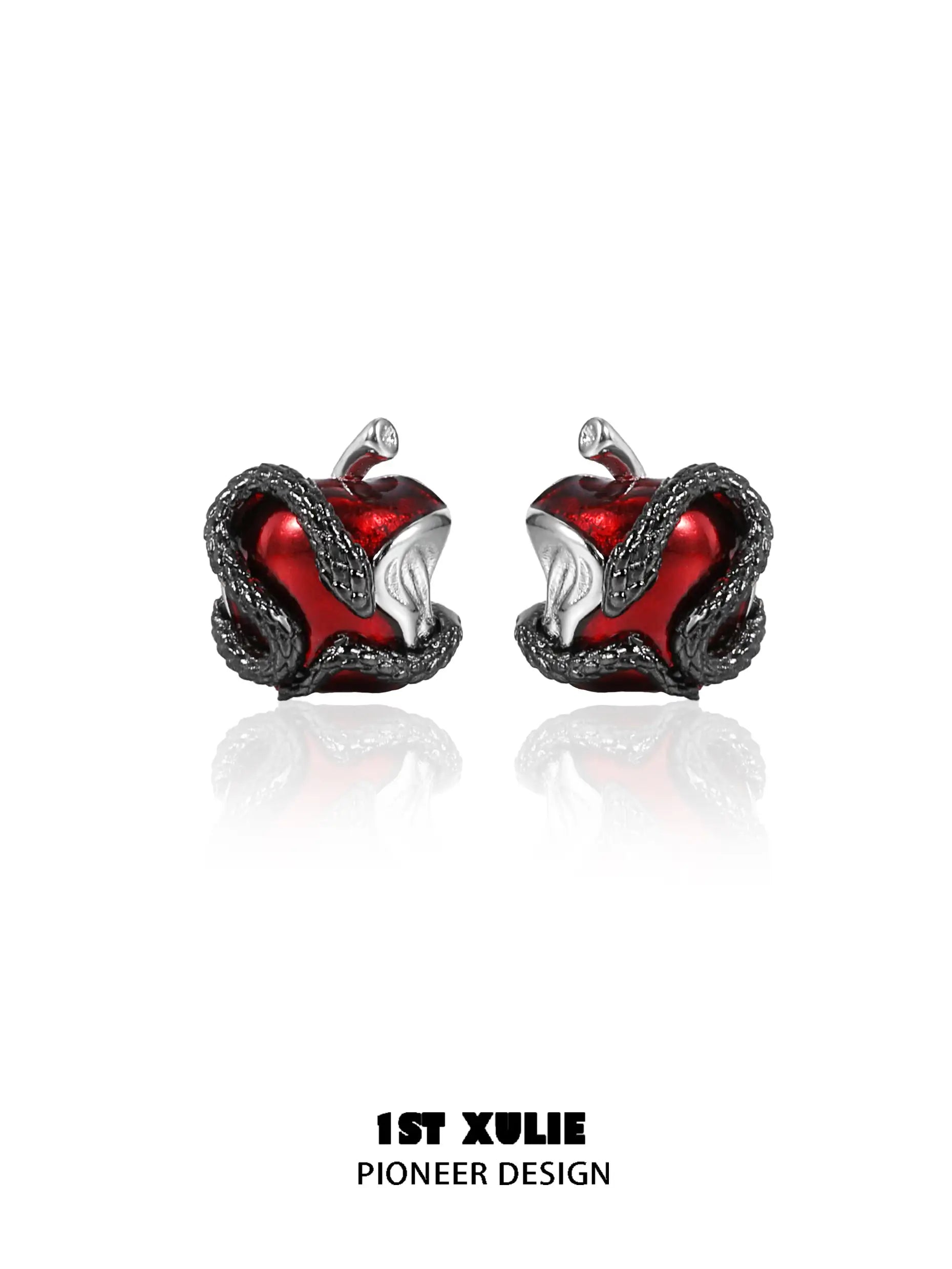 Forbidden Love S925 Sterling Silver Viper's Apple 18K Gold Plated Stud Earrings for Women - Elegant Gift for Valentine's Day, Anniversary & Special Occasions