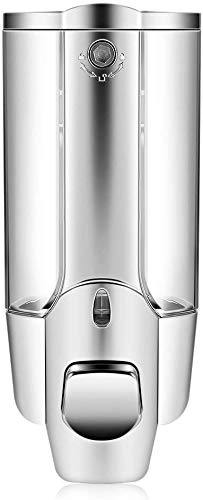 350ml Wall Mounted Manual Liquid Soap Dispenser for Bathroom - Shower Gel, Body Wash, Shampoo & Conditioner Dispenser with Lock (Silver) | Perfect for Home, Gym, Spa & Hotel Bathroom Organization