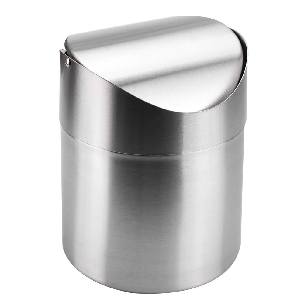CODIRATO Small Trash Can with Lid - 1.5L Mini Desktop Waste Bin for Office, Bathroom, Kitchen & Home Use - Compact 12x12x16.5cm Dustbin for Desk, Countertop & Small Spaces - Perfect for Paper Waste, Snack Wrappers & Daily Trash Disposal