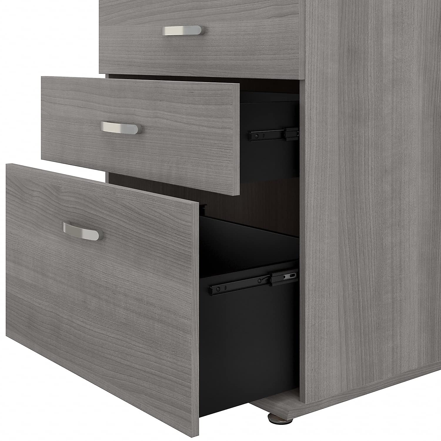 Bush Business Furniture Universal Floor Storage Cabinet with 4 Drawers - Platinum Gray for Office, Home, or Classroom Organization