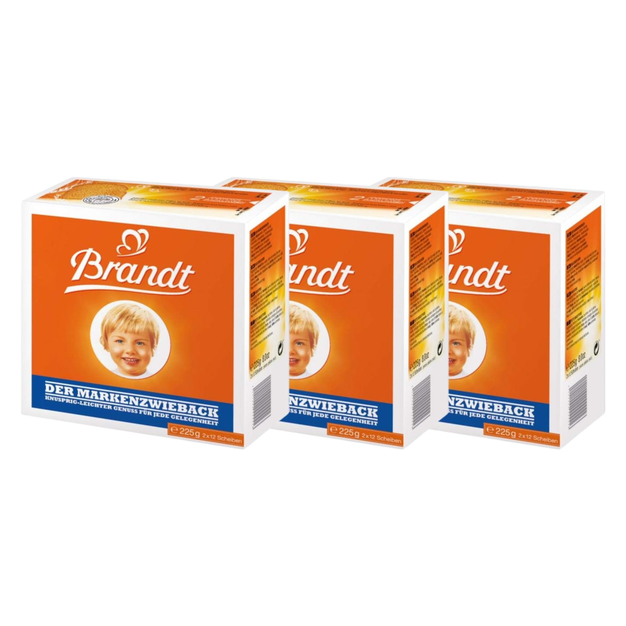 Brandt Zwieback Rusk - Sweetened Crispy Bread for Teething Babies & Kids | 8oz Pack of 3 | Perfect with Coffee, Yogurt or as Healthy Snack | Great for Travel, School Lunch & Baby Teething Relief