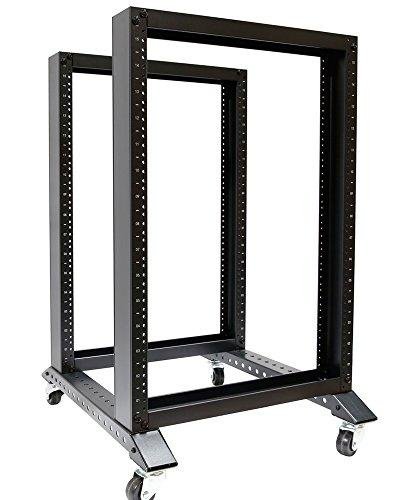 15U 4-Post Open Frame Server Rack - 19-Inch Network & Audio Equipment Rack for Data Centers, Home Studios & Office Use
