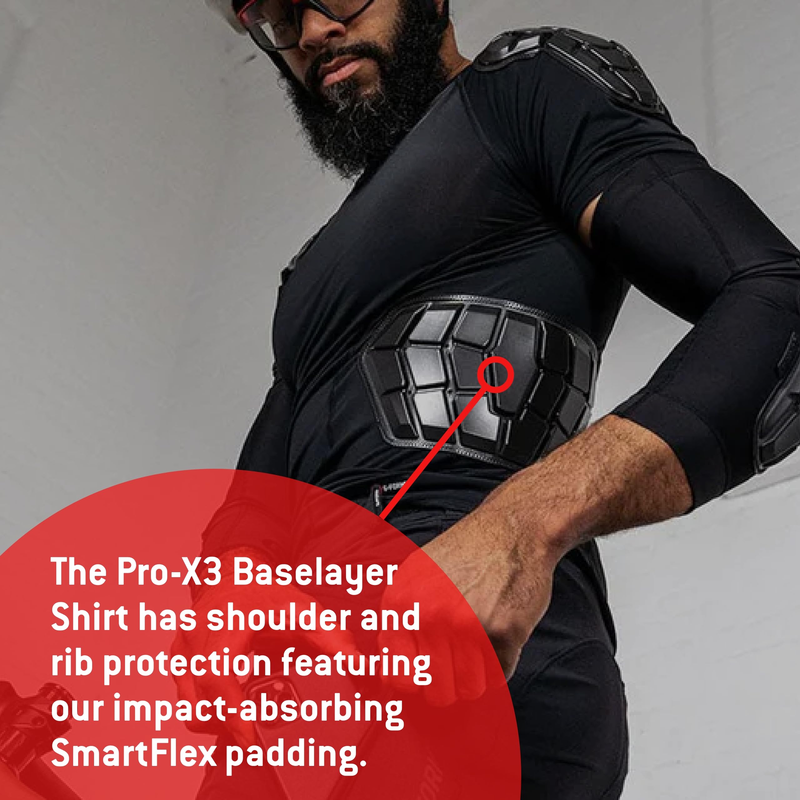 G-Form Pro-X3 Men's Short Sleeve Protective Baselayer Shirt - Breathable Padded Compression Undershirt for Cycling, Mountain Biking & Motorcycle Riding - Moisture Wicking Performance Shirt for Sports & Outdoor Activities