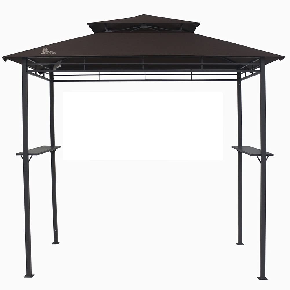 Palm Springs Deluxe 8FT Double-Tier BBQ Grill Tent - Brown Outdoor Canopy for Backyard, Picnic & Camping | Weather-Resistant Party Shelter