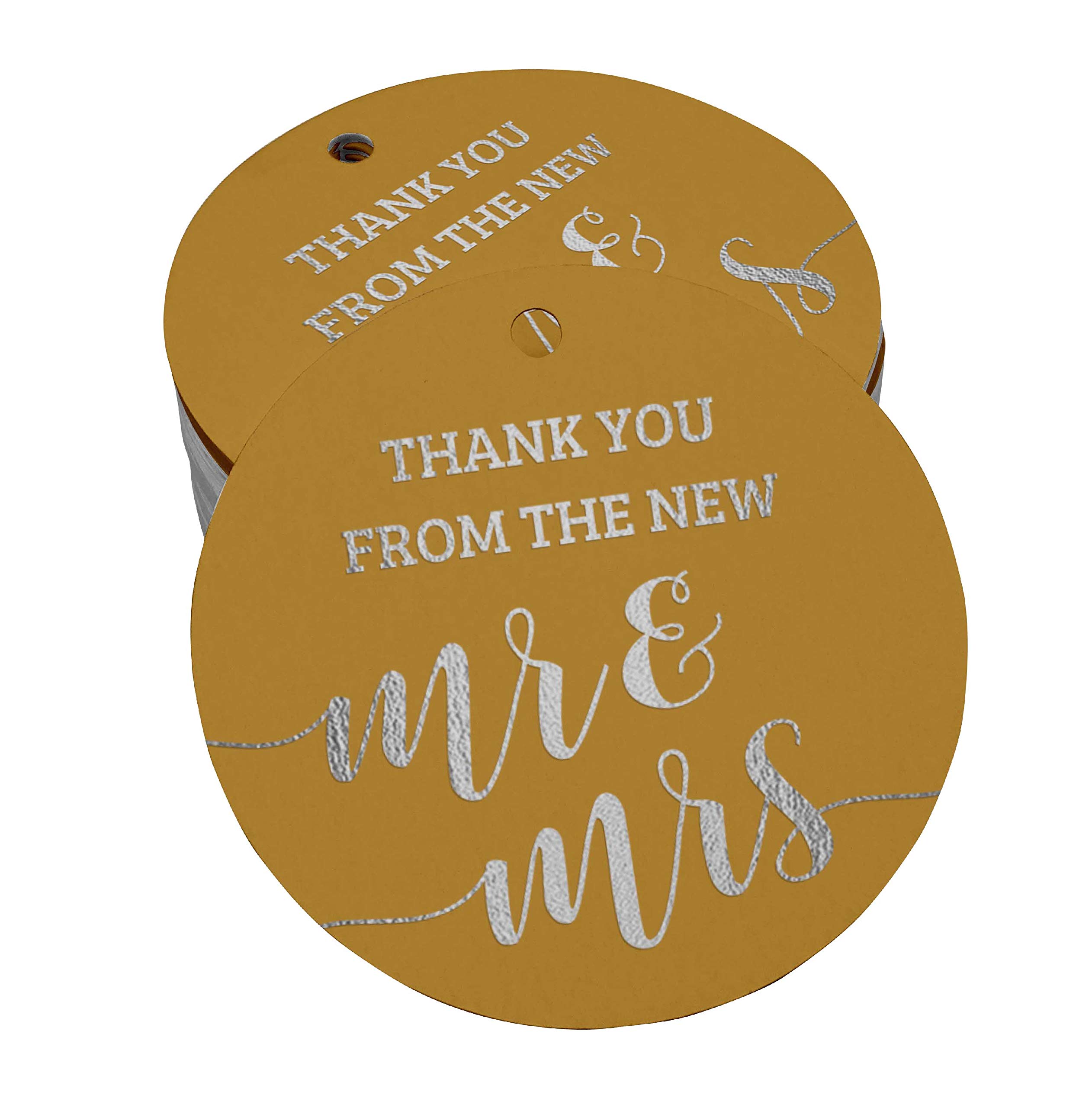 50 Pack Real Silver Foil Paper Thank You Tags - Elegant Wedding Favor Hang Tags for Bridal Shower, Anniversary & Special Events Gift Packaging