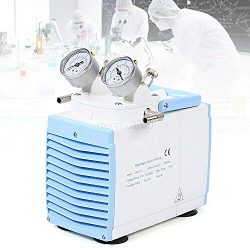 Oil-Free Diaphragm Vacuum Pump 30L/Min 160W - Quiet Electric Motor with Self-Cooling System & Pressure Regulation - Ideal for Lab Vacuum Filtration, Distillation, Drying - USA Stock (Perfect for Chemistry Labs, Scientific Research & Industrial Applications)