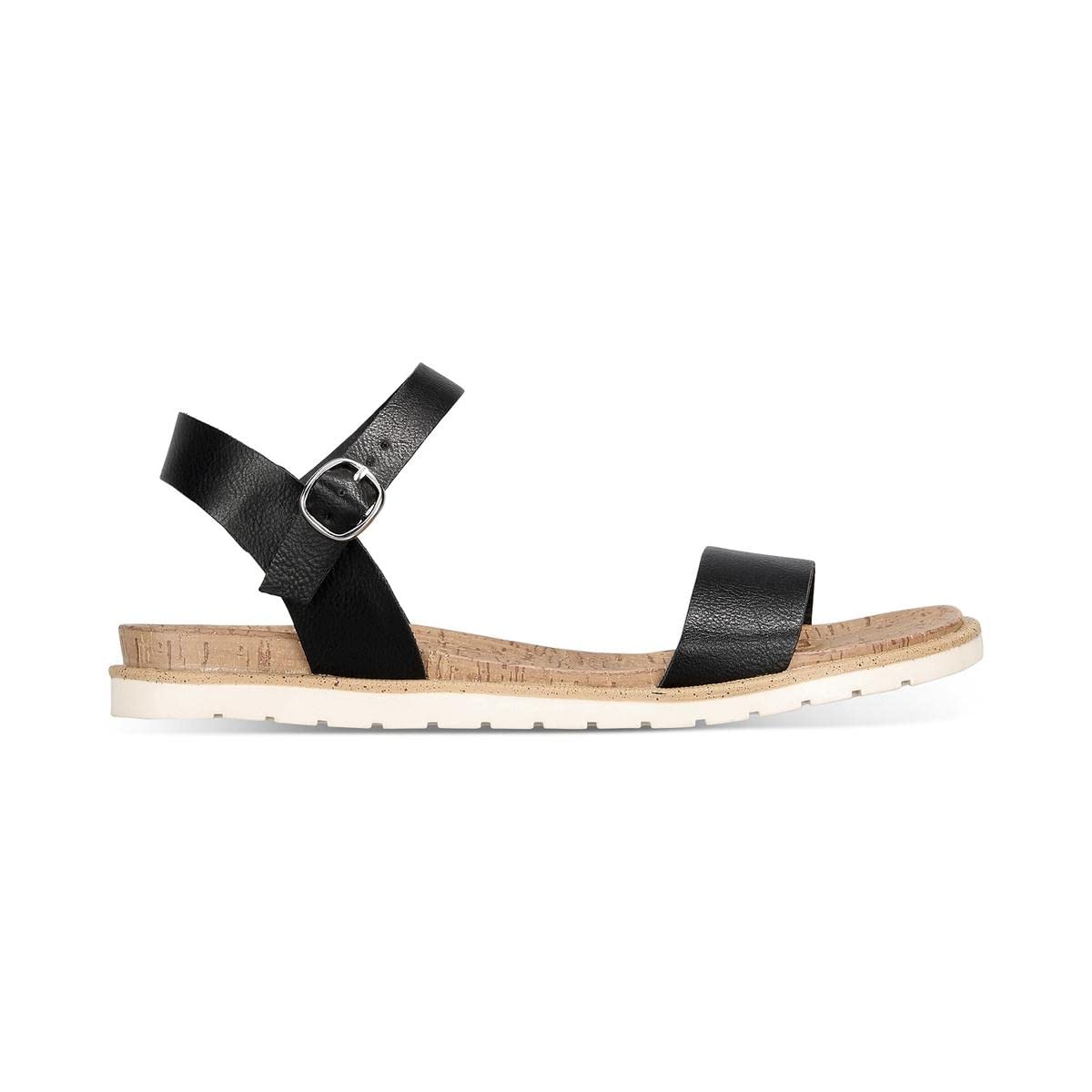 Women's Mattie Faux Leather Open Toe Flats - Comfortable Slip-On Shoes for Casual Wear, Office & Summer Outfits