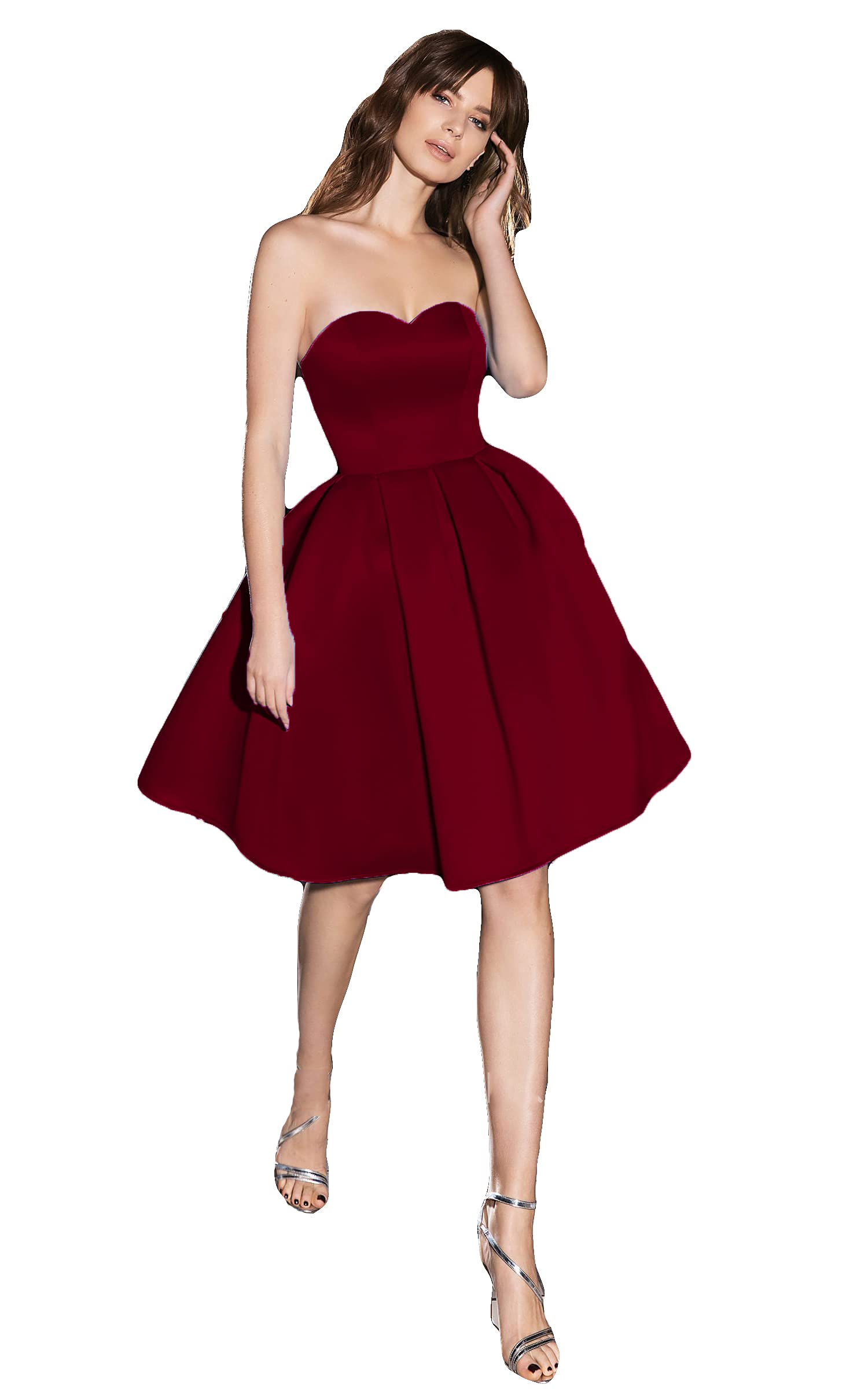 Elegant Sweetheart Neckline Satin Homecoming Dress for Women & Teens 2023 - Short Formal Bridesmaid Party Gown | Perfect for Prom, Dances, and Special Occasions