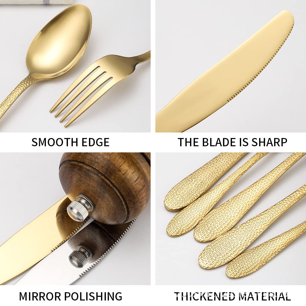 25-Piece Stainless Steel Silverware Set with Steak Knives - Food Grade Flatware for 5 People (Spoons, Forks, Knives) - Perfect for Home, Office, Restaurant & Hotel Use - Dishwasher Safe Cutlery Set for Everyday Dining & Entertaining