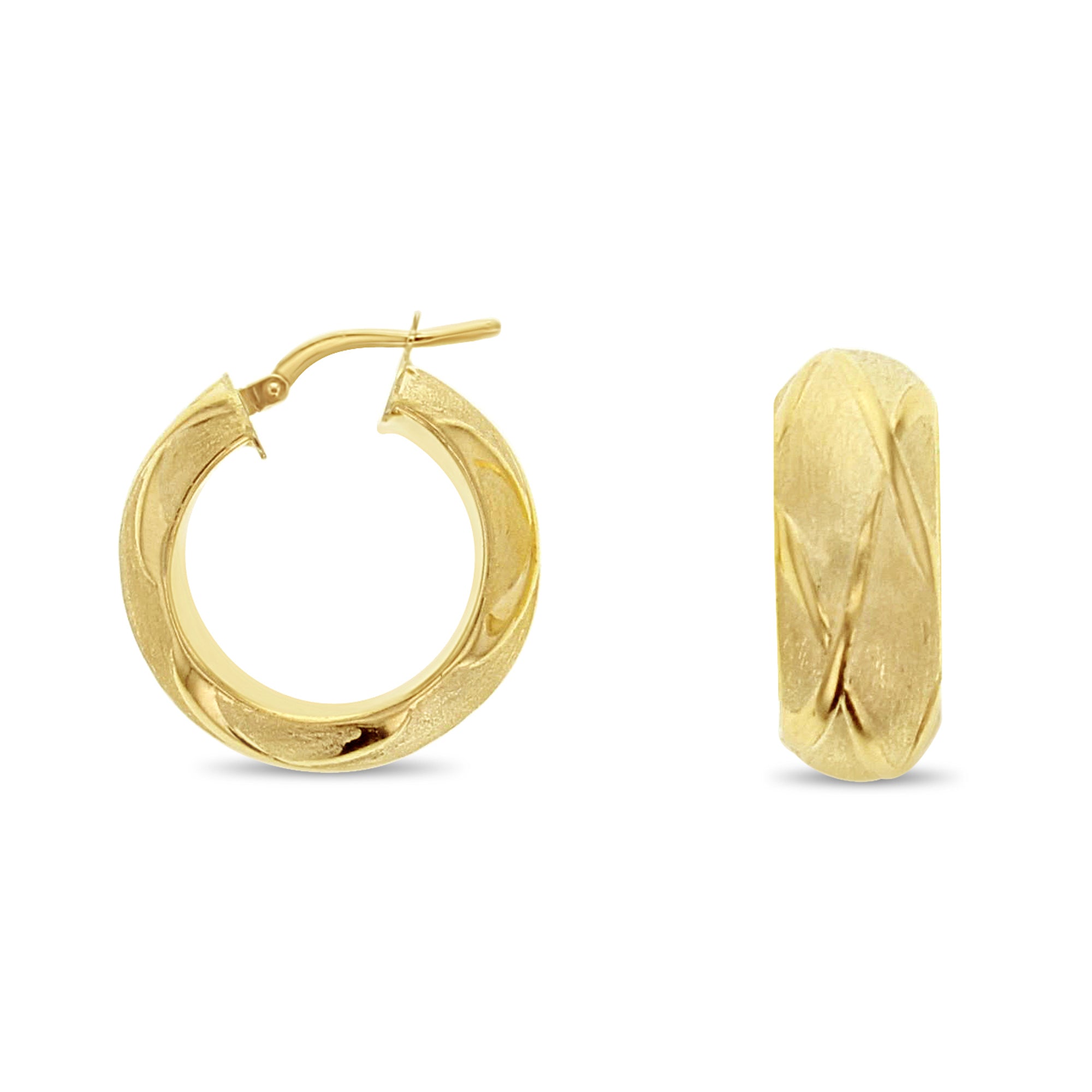 22MM Satin Finish 14k Yellow Gold Classic Hoop Earrings for Women - Elegant Everyday Wear & Special Occasions