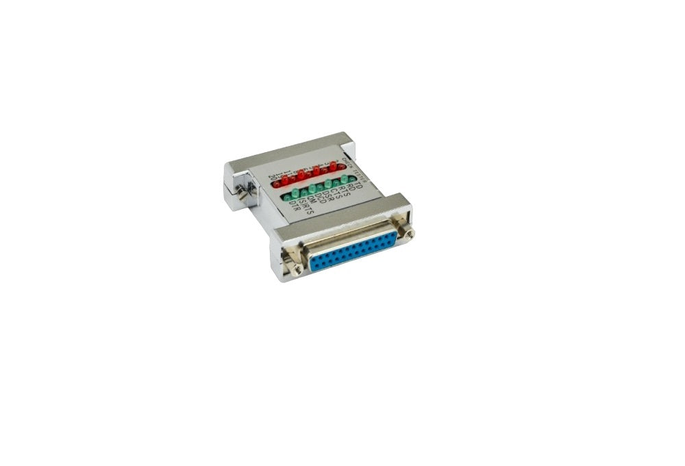 RS 232 Serial Loopback Tester with Green/Red LED Indicators - DB25 Male to Female Connector (1 Pack) - Perfect for Network Testing, Hardware Debugging & IT Maintenance