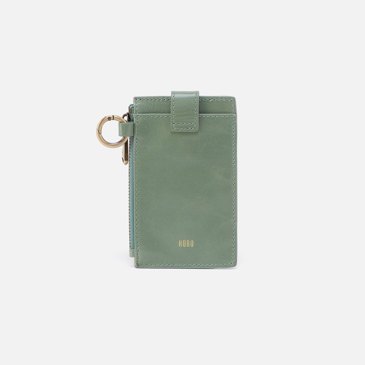 Polished Leather Ring Credit Card Wristlet Wallet - Jade Green RFID Blocking for Women - Perfect for Shopping, Travel & Everyday Use