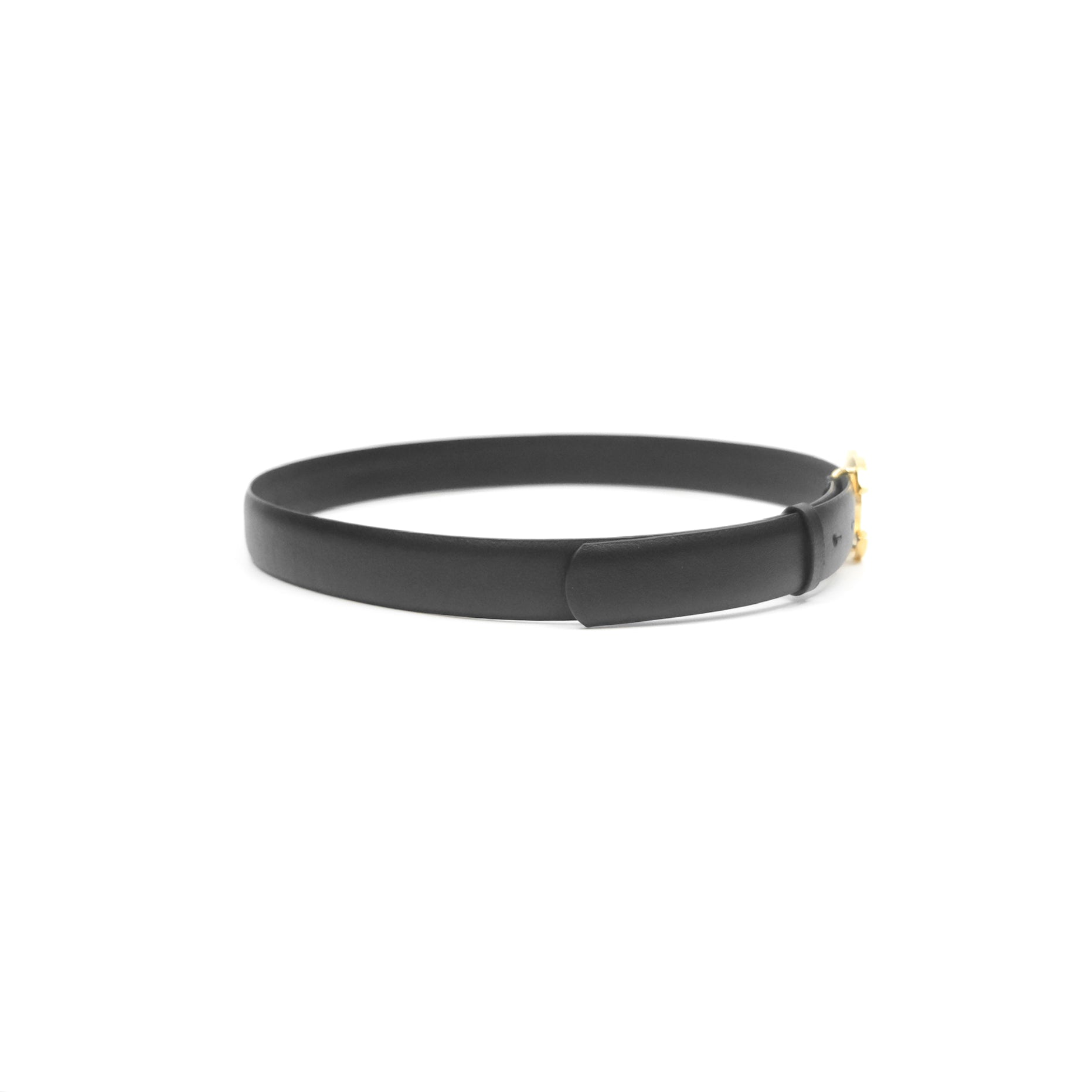 Chanel CC Logo Belt in Black Leather with Gold Hardware - Size 75 (24C Collection) | Luxury Fashion Accessory for Women's Outfits & Special Occasions