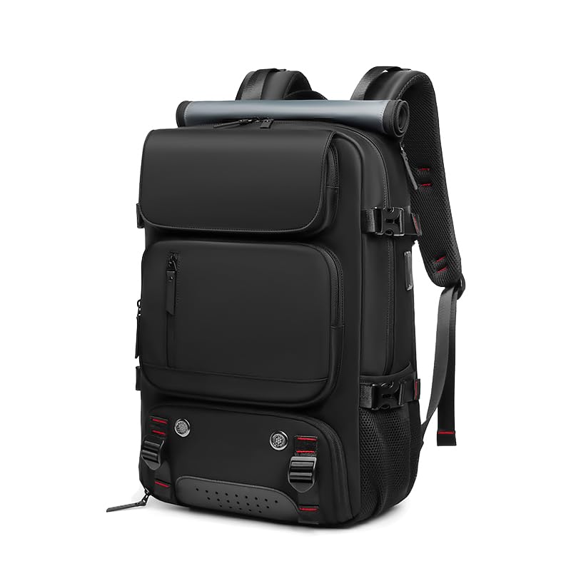 Waterproof 16 Inch Women's Travel Backpack with USB Charging Port & Shoe Compartment - Business Laptop Hiking Backpack for Commuting, Outdoor Adventures & Air Travel (Black)