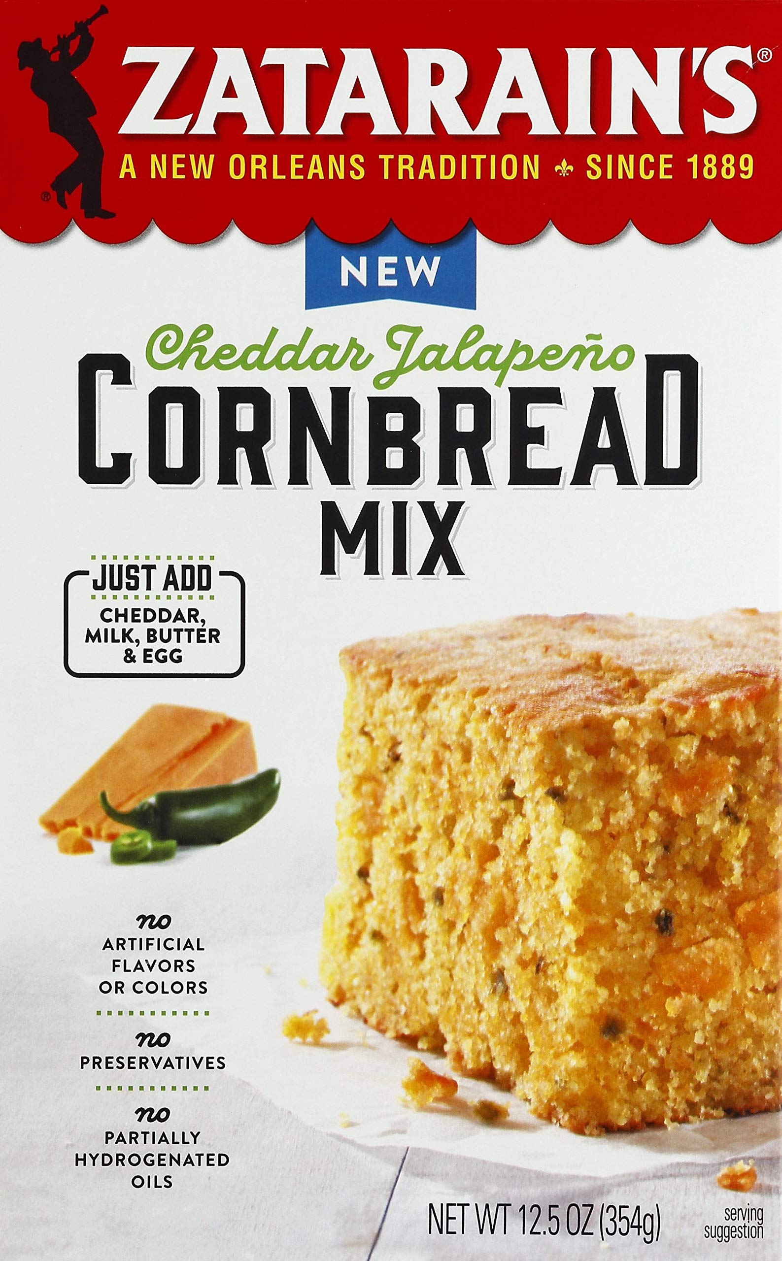 Zatarain's Cheddar Jalapeno Bread Mix - 12.5 oz (Pack of 2) | Easy Homemade Jalapeno Cheese Bread Mix | Perfect for Parties, Snacks & Family Dinners