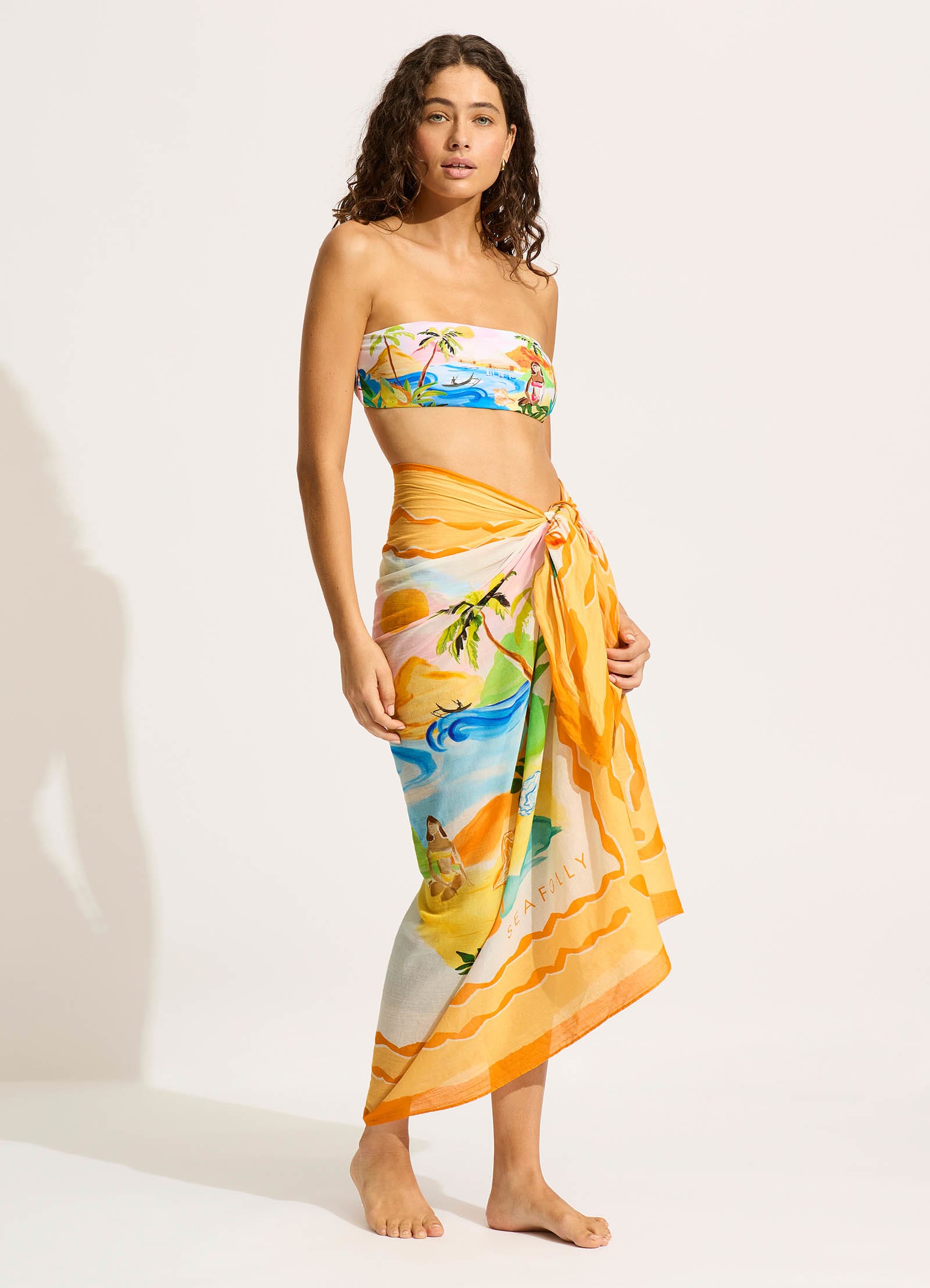 South Pacific Sarong - Turquoise Blue Beach Wrap for Women - Perfect for Beach Vacation, Poolside Lounging & Summer Outfits