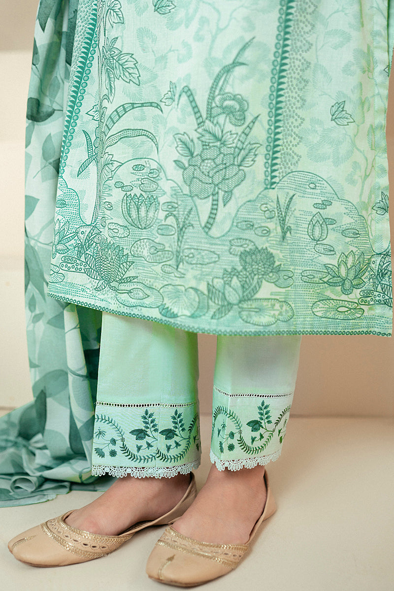 Minty Meadow 3-Piece Lawn Suit for Women - Floral Printed Summer Outfit - Perfect for Garden Parties, Weddings & Outdoor Events